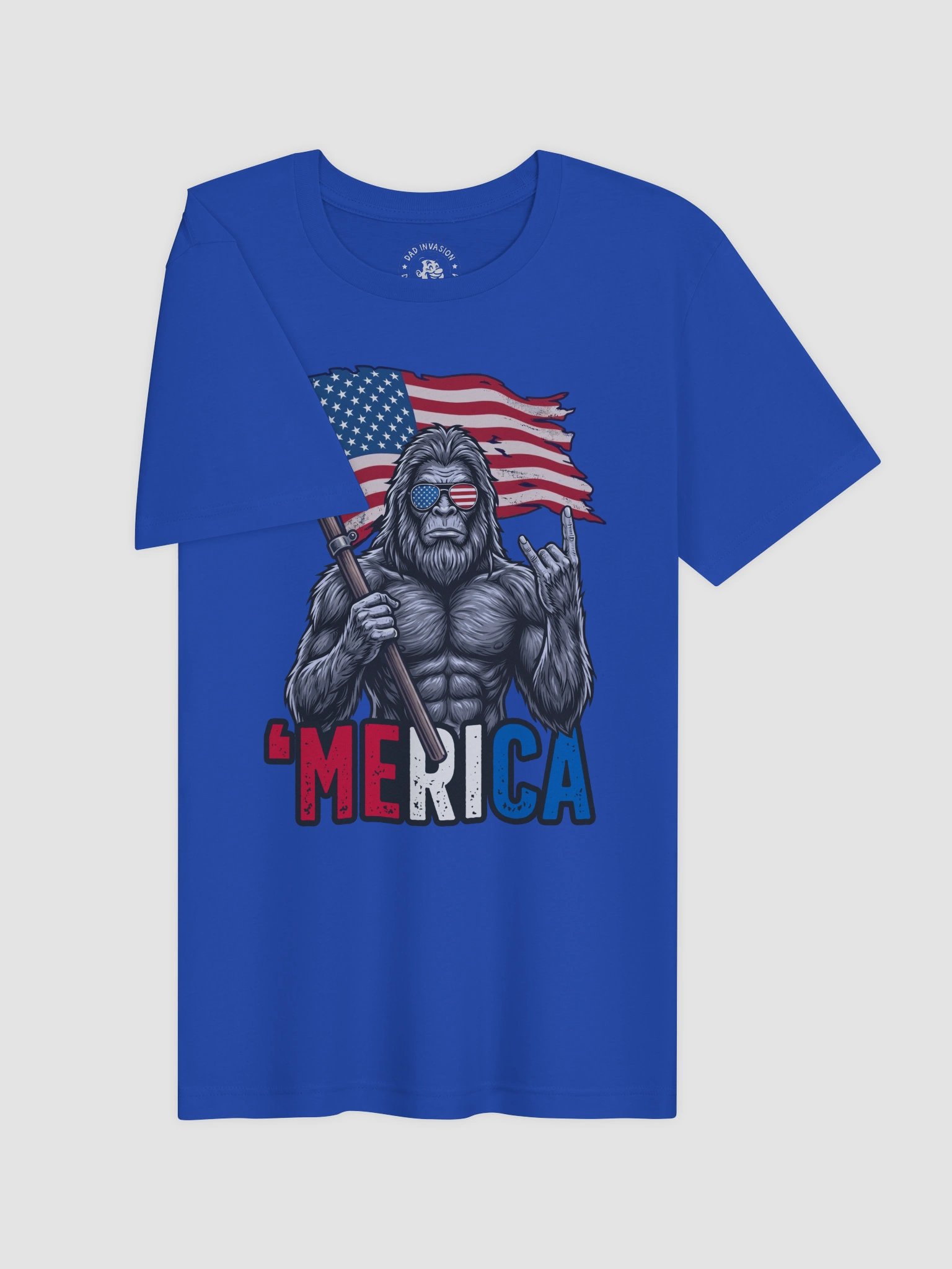 Bigfoot Merica Rock American Flag Patriotic 4th of July Pemium T-Shirt product image (3)