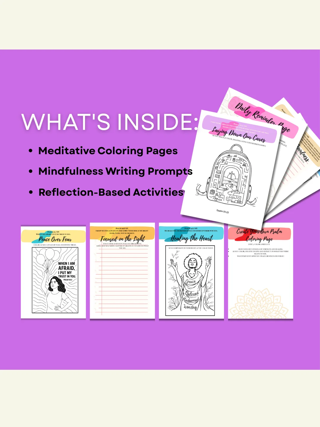 Psalms for Peace – DIGITAL Art Therapy Coloring Workbook For Girls 8+ & Women product image (3)