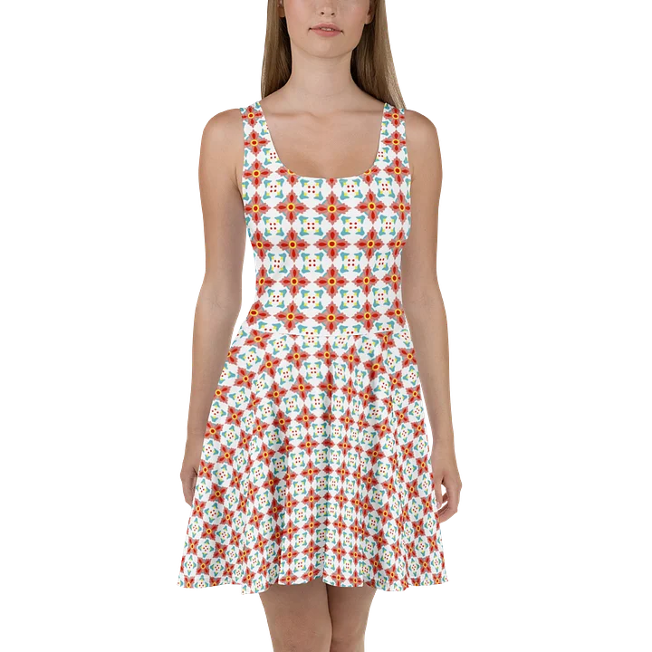 Retro Red Yellow & Cyan Floral Dress product image (1)