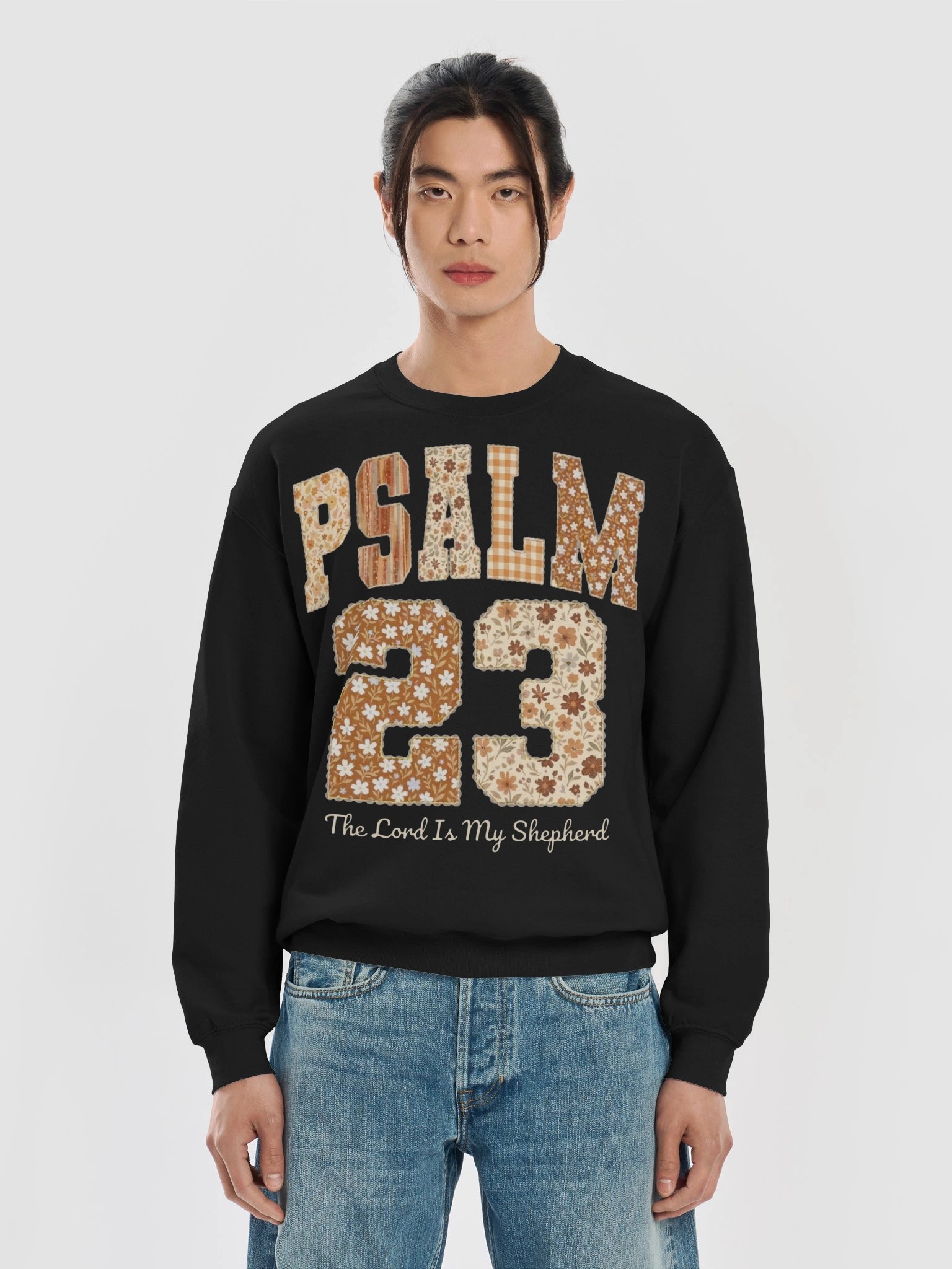 Psalm 23 Vintage Floral Crewneck Sweatshirt | The Lord Is My Shepherd Christian Faith Sweater product image (3)