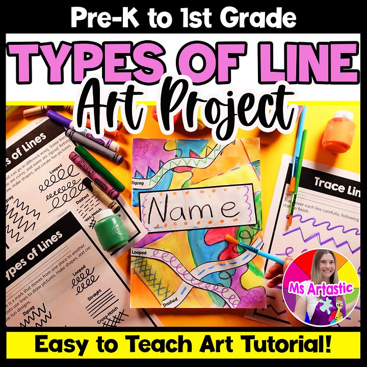 Types of Lines Art Lesson Line Art Project Pre K Kindergarten 1st Grade BTS Art product image (1)