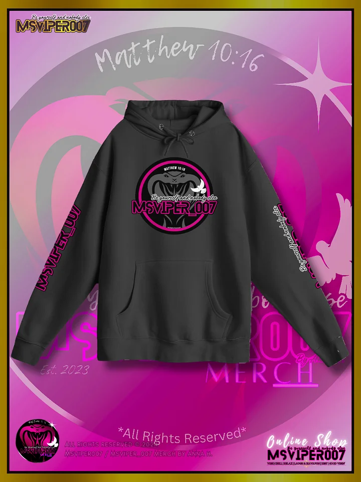 Hoodie - "MsViper_007™ Brand Classic" [pink/blk emblem] - Streetwear/Active Hoodie By Anna H. product image (1)