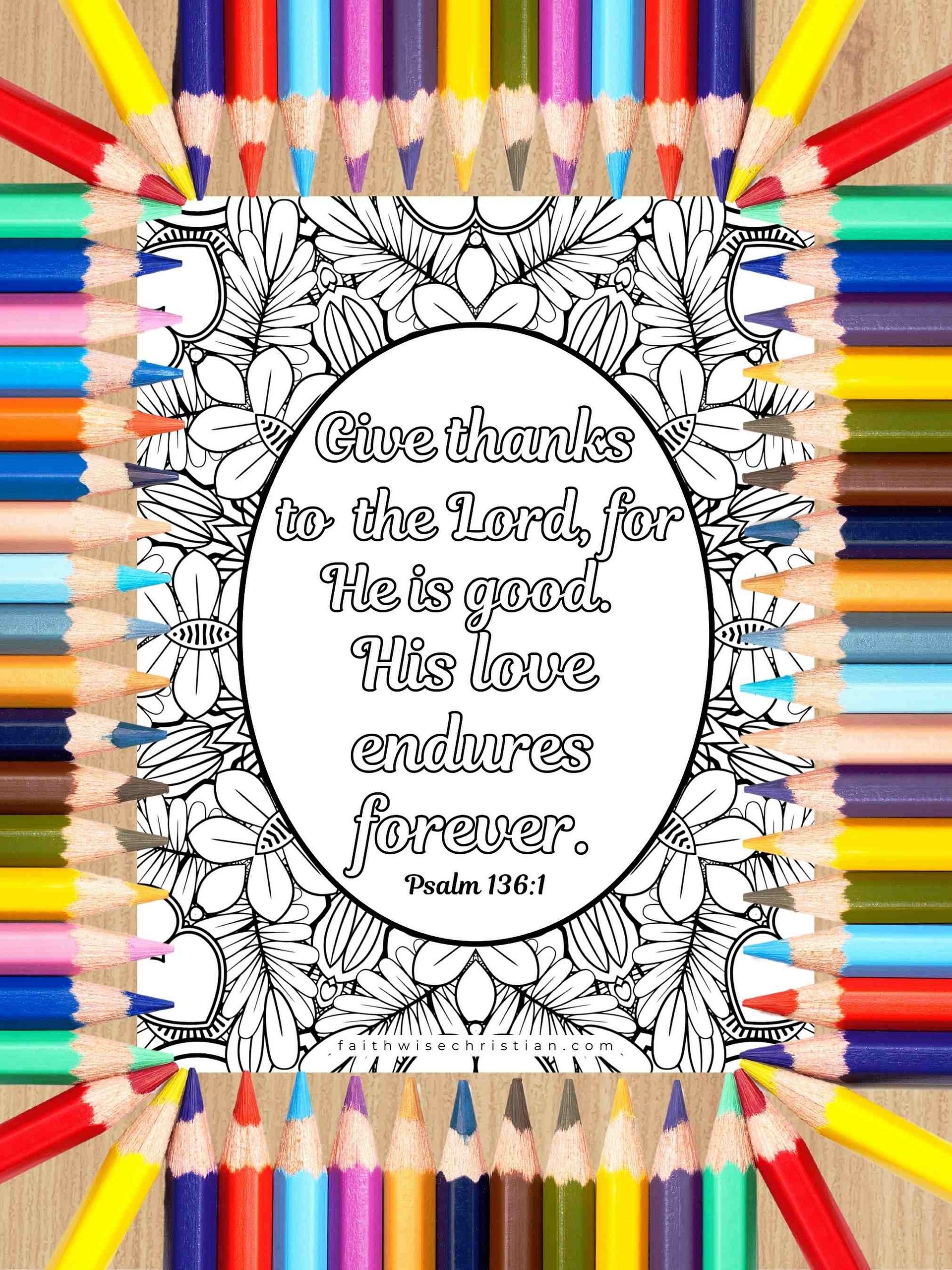 Give Thanks To The Lord-Psalm 136:1 Free Coloring Page product image (1)