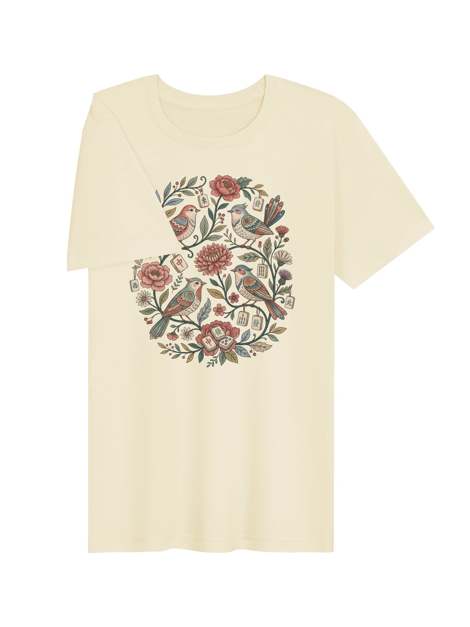 Mahjong Birds & Blooms T-Shirt | Vintage Botanical Mahjong Tee product image (24)