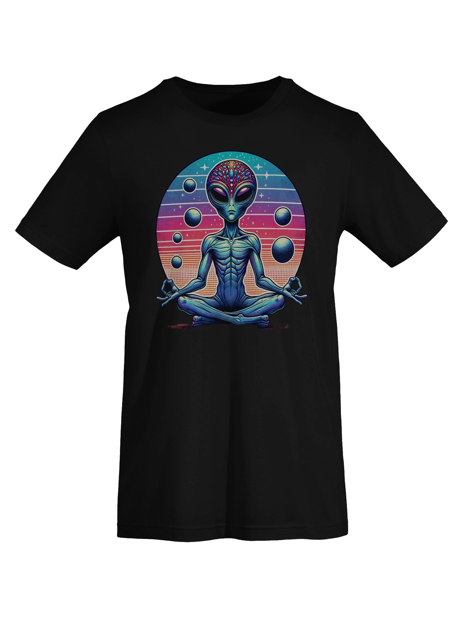 👽✨ Zen Alien Goddess T-Shirt – Meditating Extraterrestrial in Cosmic Colors | Boho Space Vibes Tee product image (5)