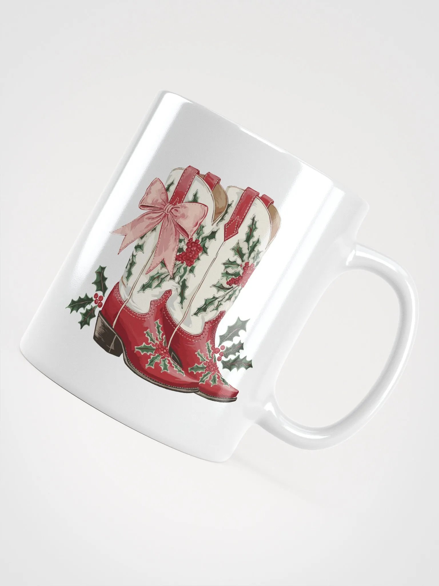 Festive Cowgirl Boots White Glossy Mug product image (6)