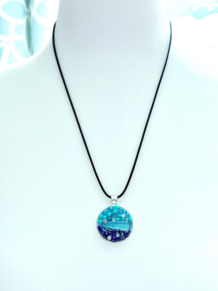 MFD-00013 | Horizon Sea Glass Pendant Necklace | Handmade Bead & Sea Glass Art | Coastal Charm Jewelry by Monique Faella Designs™ product image (1)