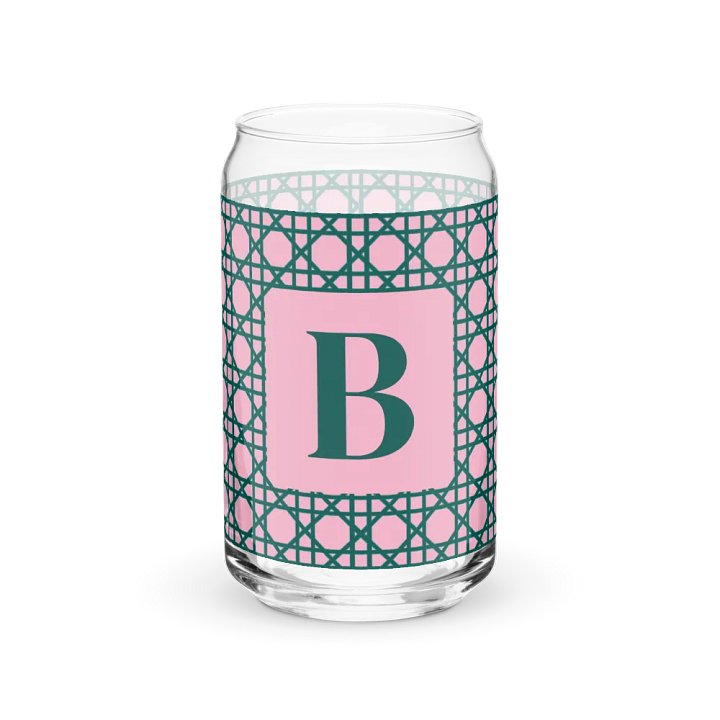 Cannage Green Pink Initial B Can-Shaped Glass product image (1)