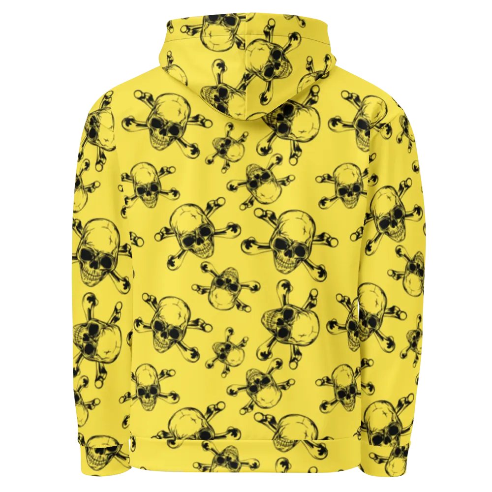 Skull & Bones - Yellow - All-Over Print Recycled Unisex Hoodie product image (3)