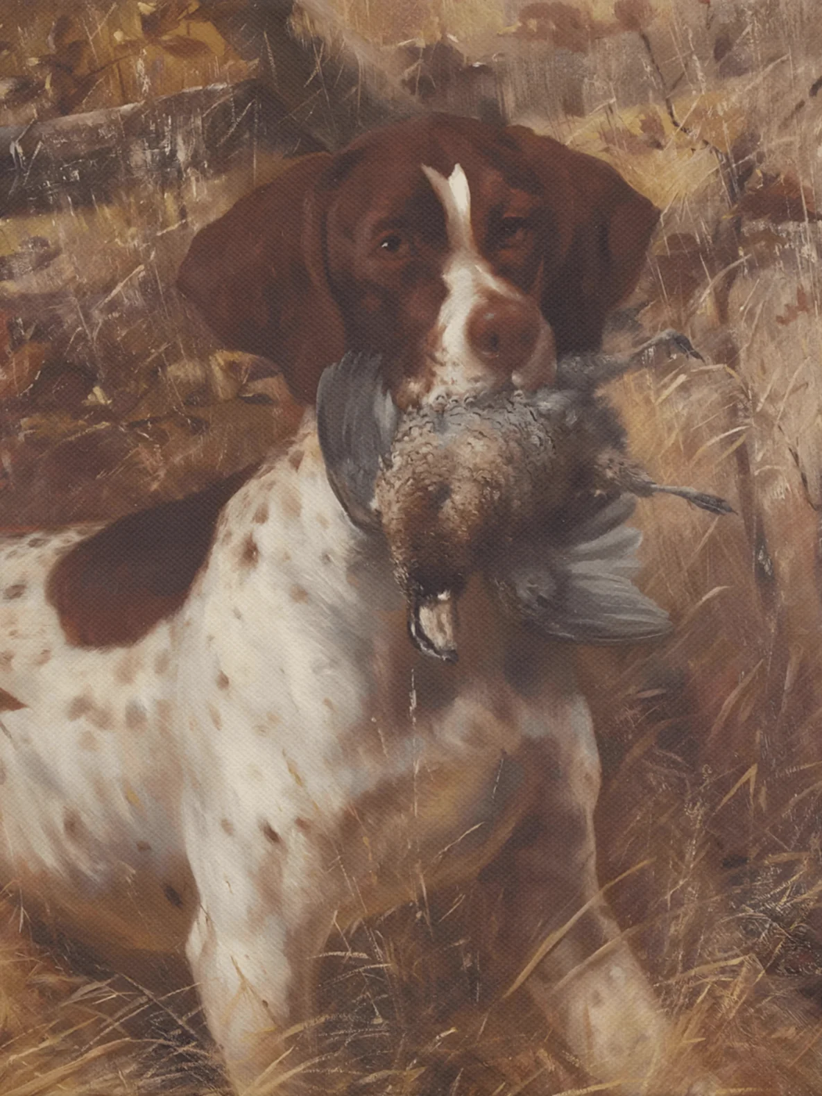 Antique Quail Hunting German Shorthair Pointer Canvas Print product image (12)