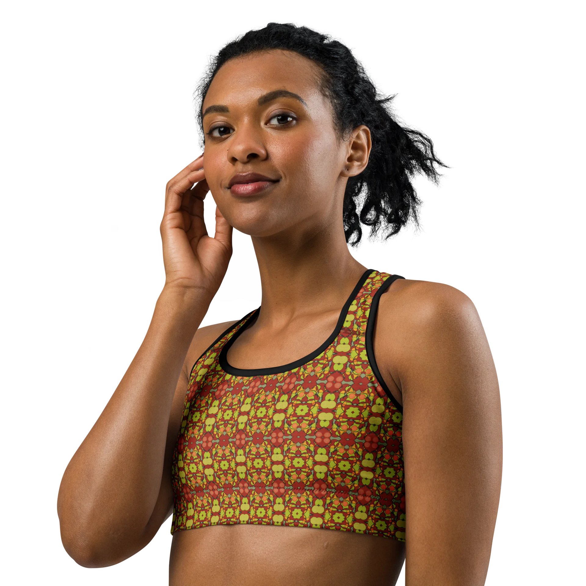 Tomato Glow – Vibrant Pattern Basic Sports Bra product image (5)
