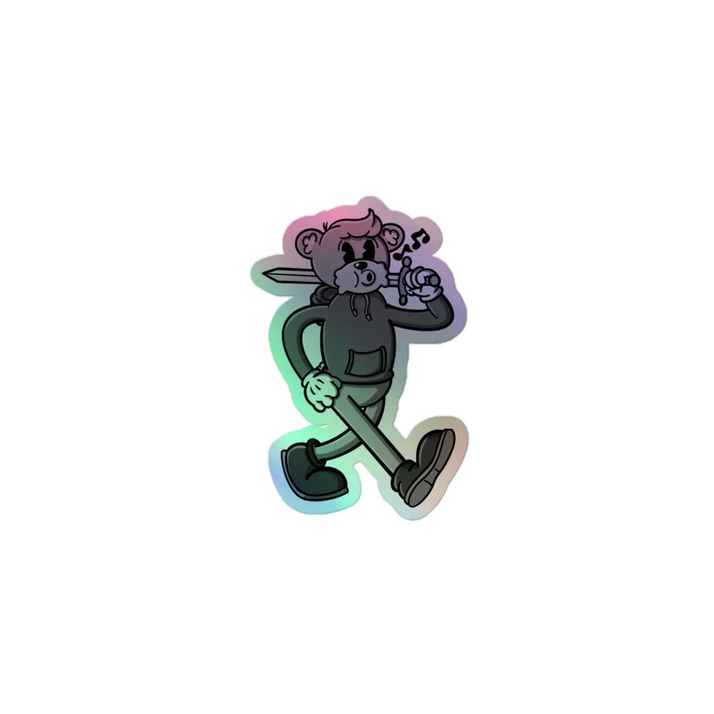 Whistlin' Bear Sticker - Greyscale product image (1)