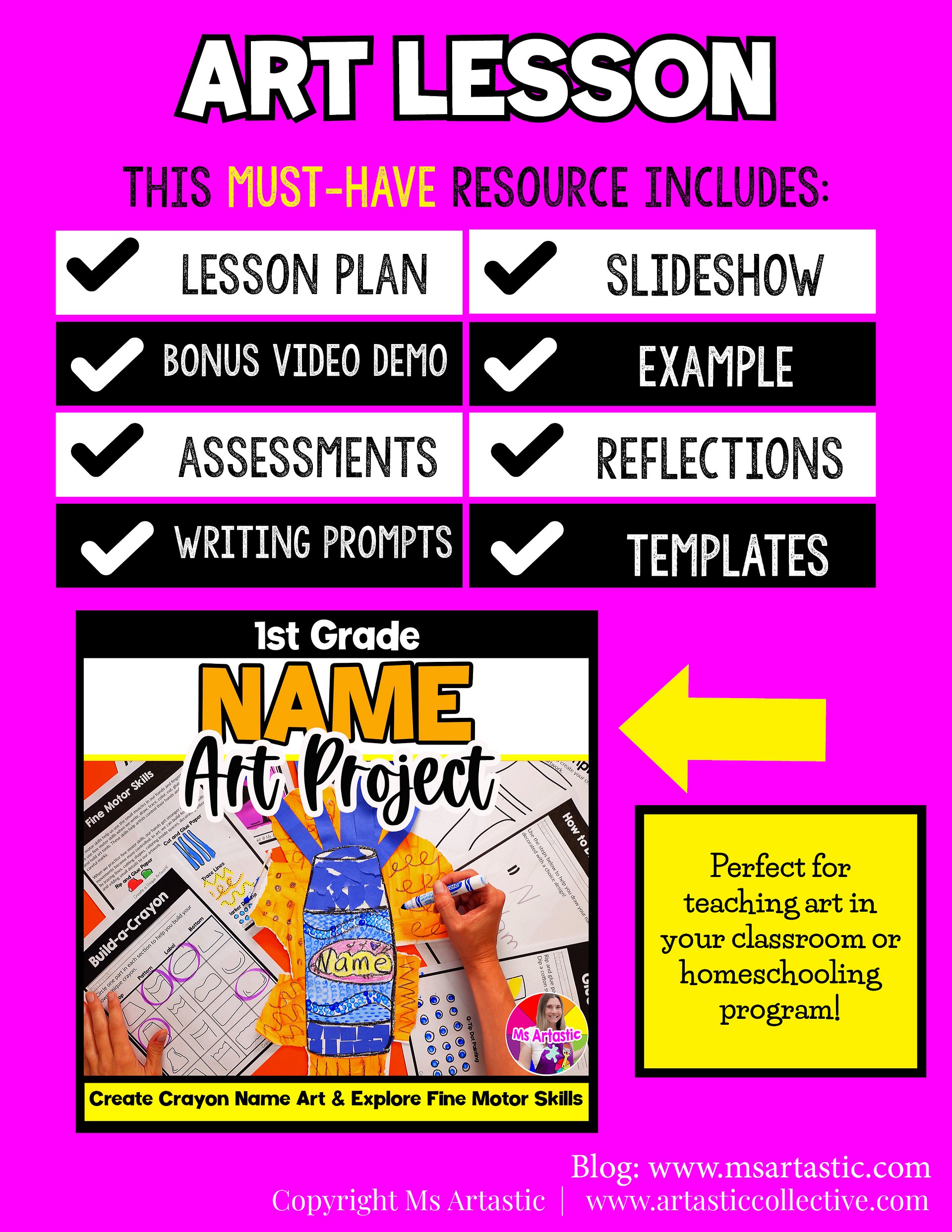 1st Grade Back to School Name Art Lesson Fine Motor Skills Crayon Art Project product image (5)
