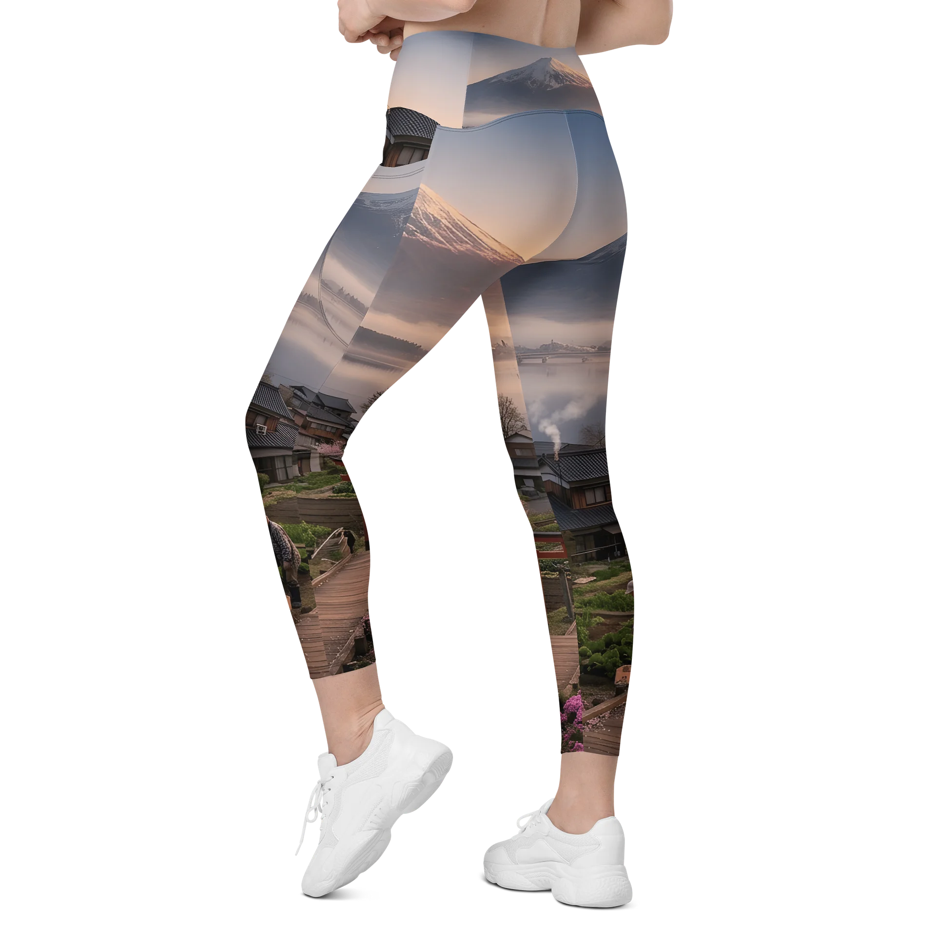 Mount Fuji Crossover Leggings with Pockets | UPF 50+ Activewear product image (9)