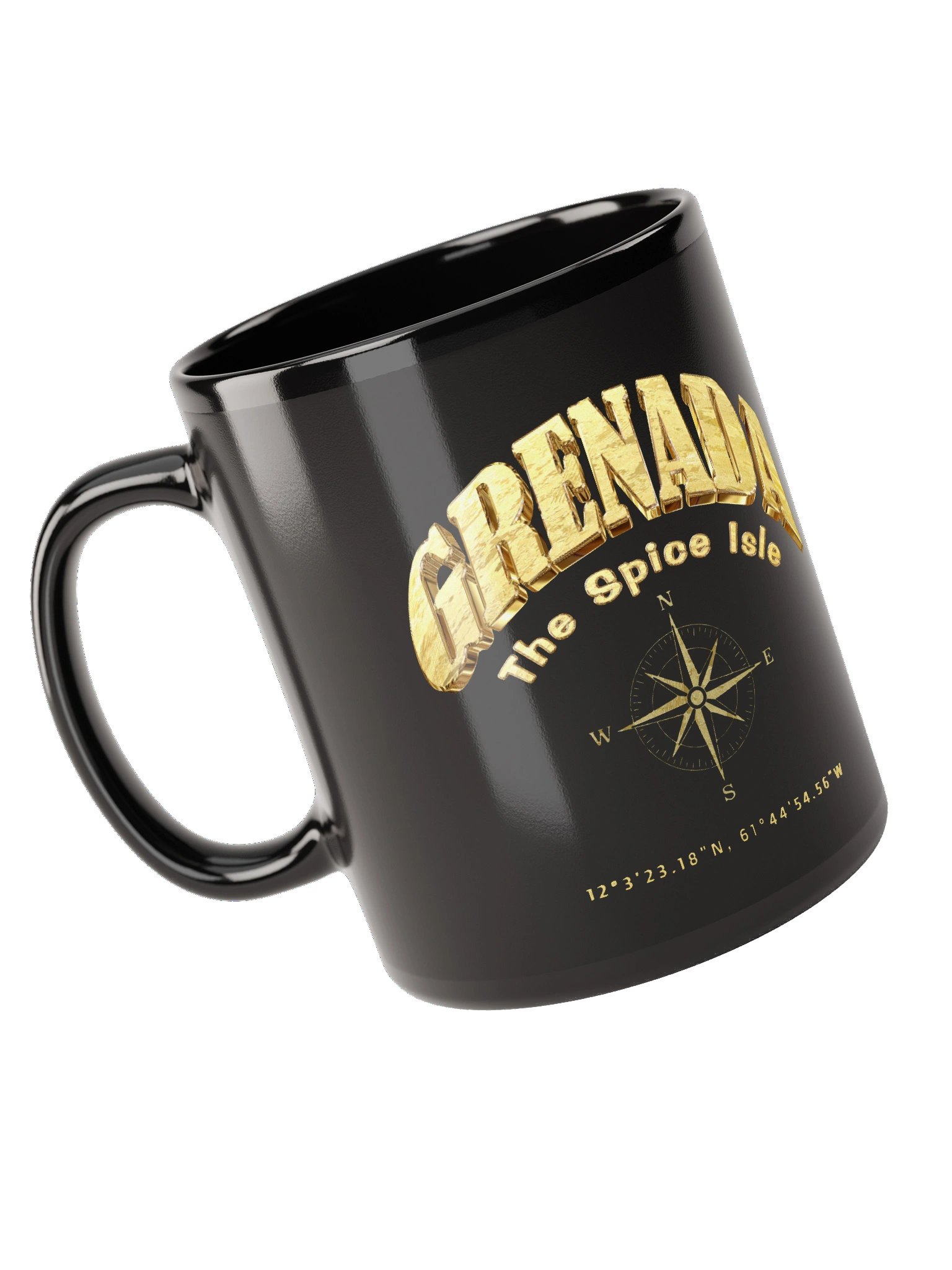 Compass - Grenada - Vintage Gold | Black Glossy Mug product image (1)