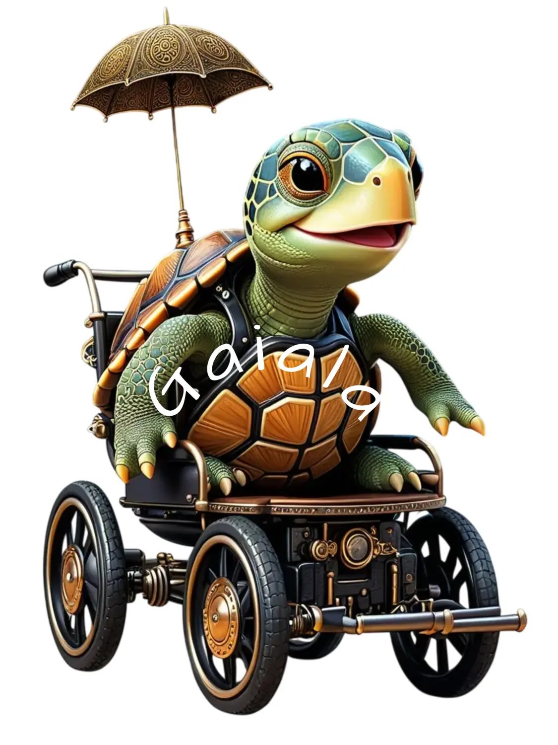 Turtle Riding in Wheelchair Kid Nursery Print Tortoise Wall Art product image (1)