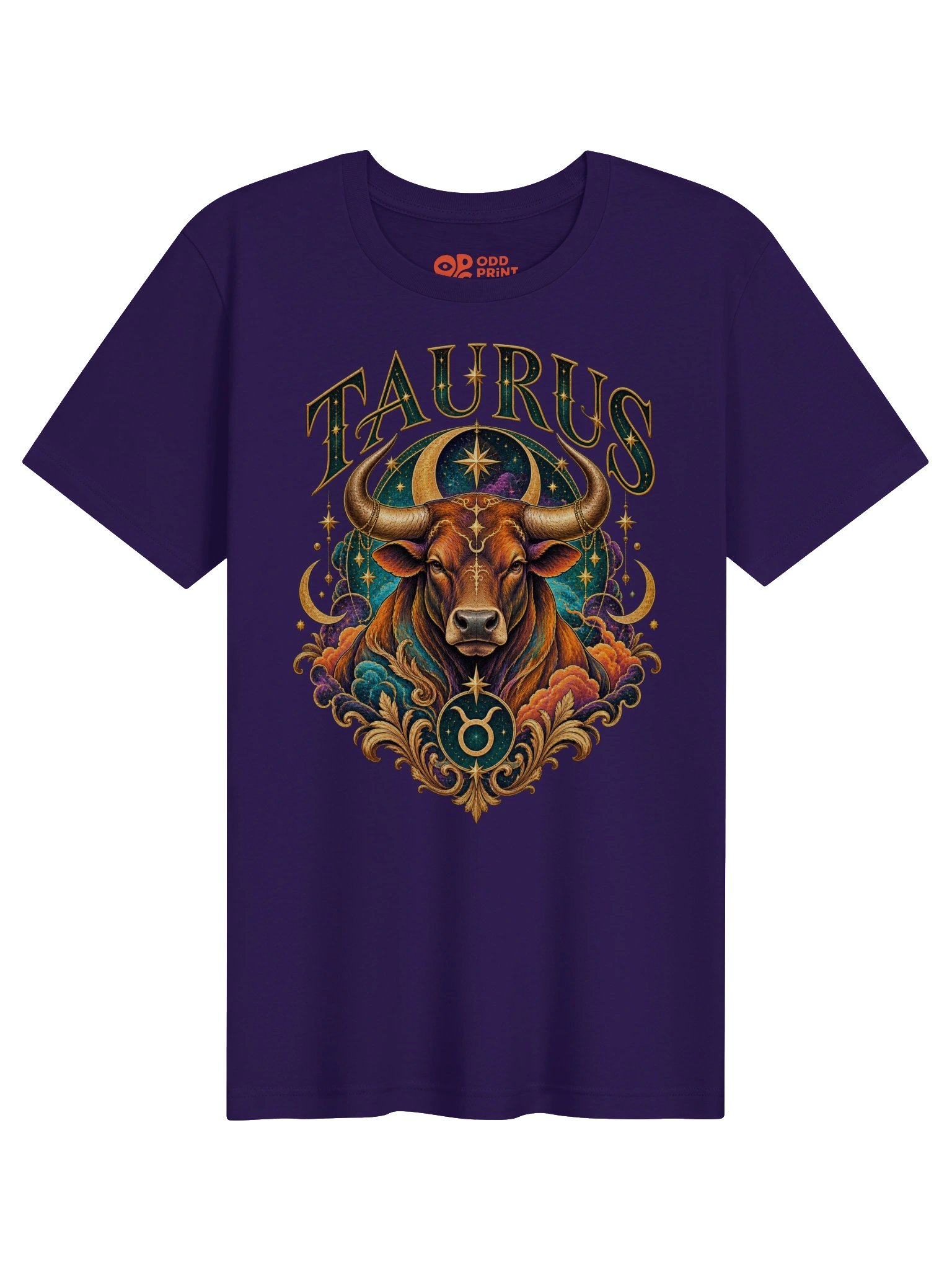 Taurus Zodiac T-Shirt With Ornate Celestial Bull Art product image (4)