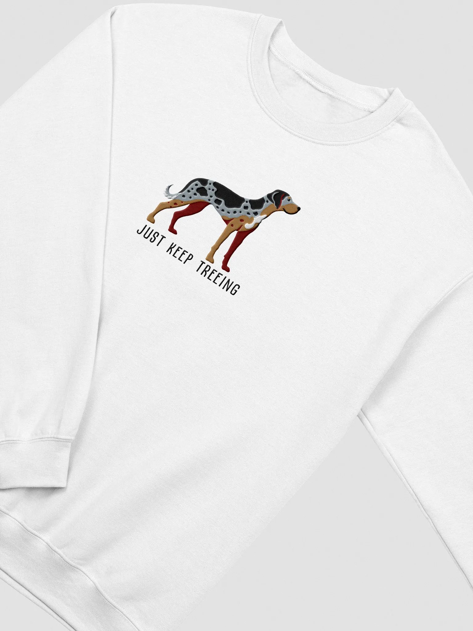 Just Keep Treeing Sweatshirt (Embroidered) of a Catahoula Leopard Dog product image (6)