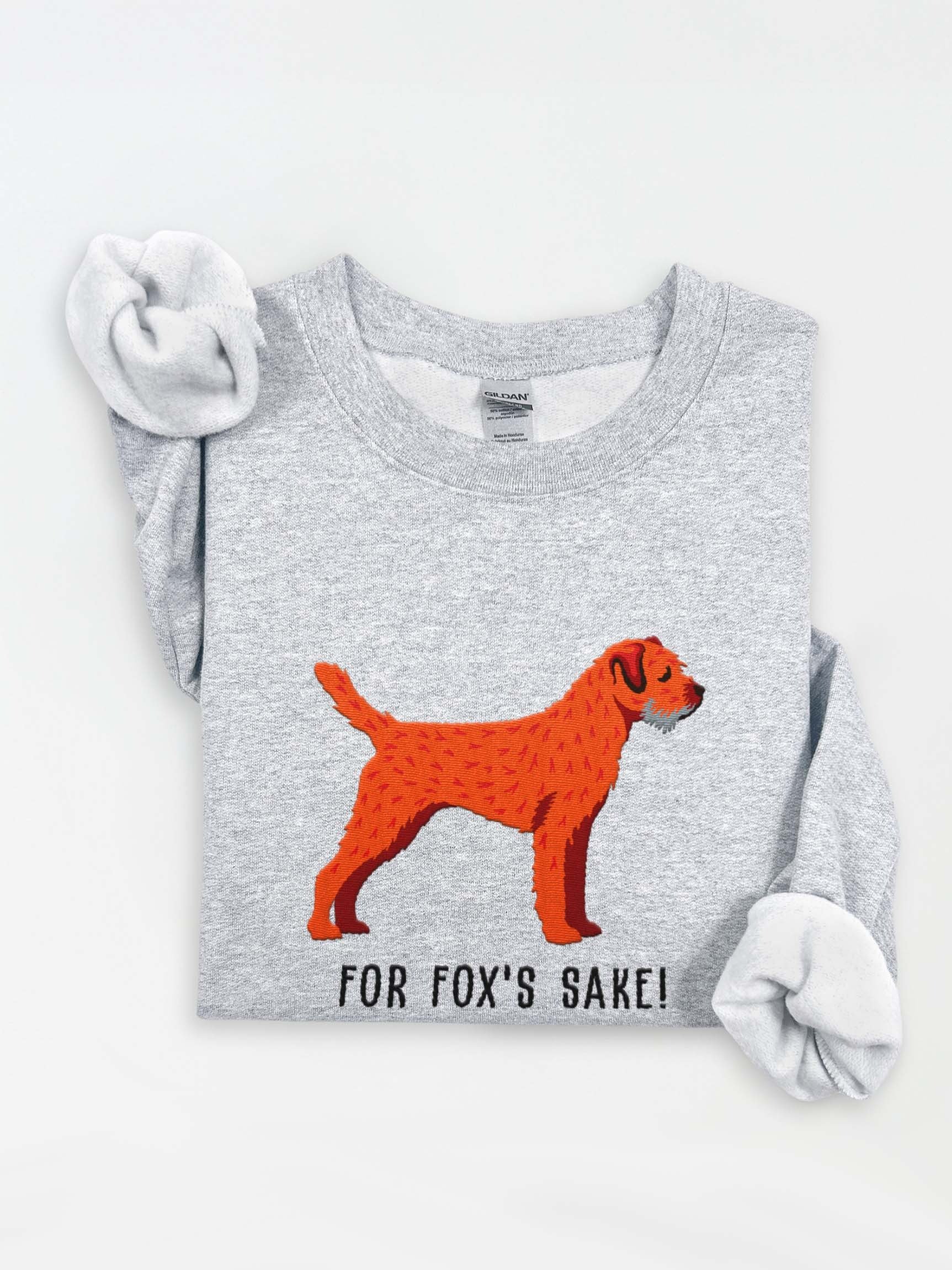 For Fox's Sake! Sweatshirt (Embroidered) of a Border Terrier(Red) product image (1)