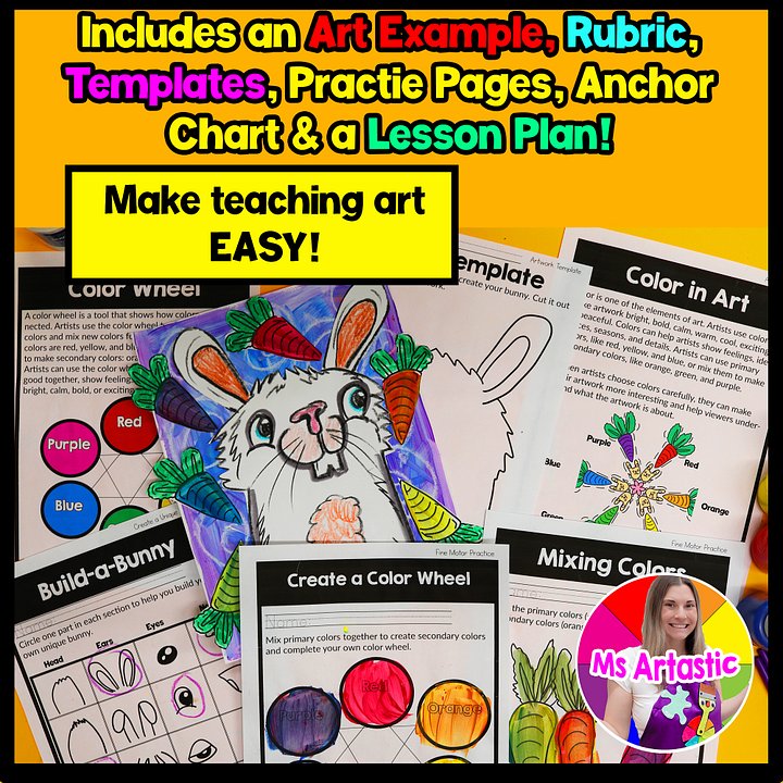 Color Wheel Art Lesson 2nd Grade Element of Art Project Colors Bunny Art Project product image (2)
