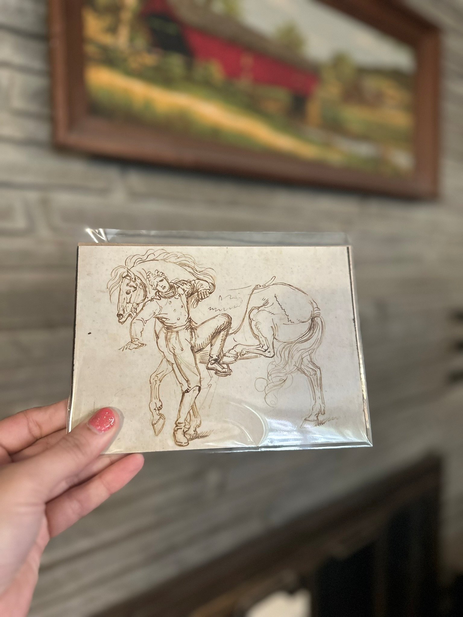 Luigi Sabatelli "Cavalryman Mounting a Horse" Vintage Equestrian Giclee Fine Art Print | 5x7 | The Ribbon Room product image (1)