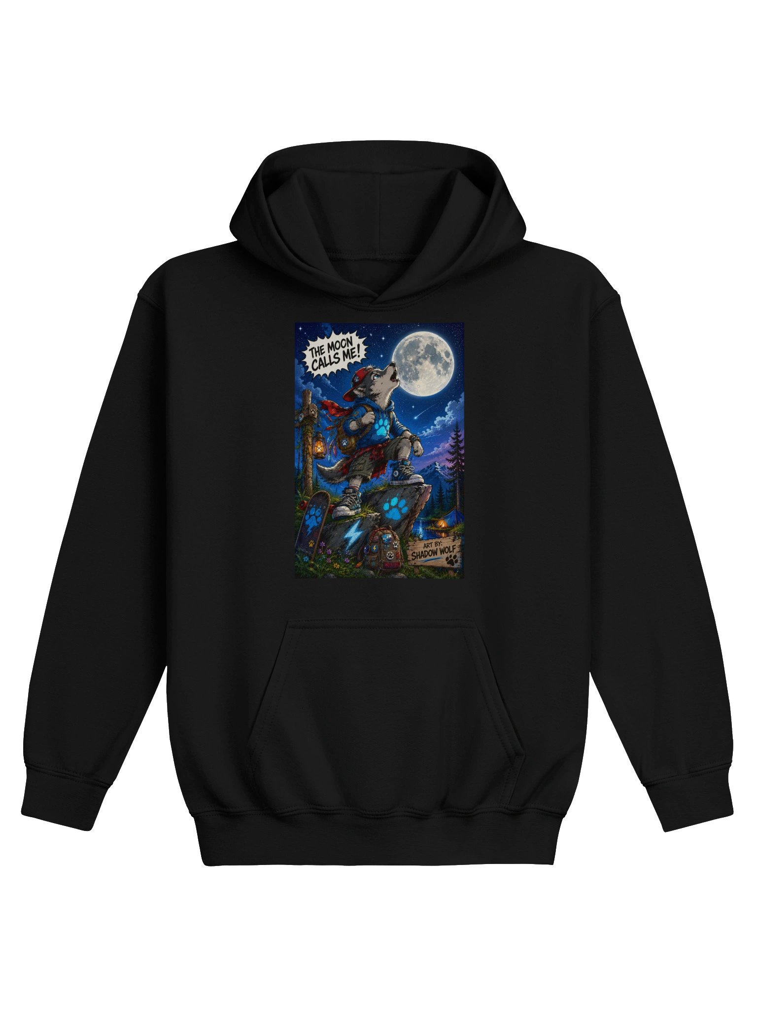 Shadow Wolf's Moon Adventure Kids Hoodie product image (1)