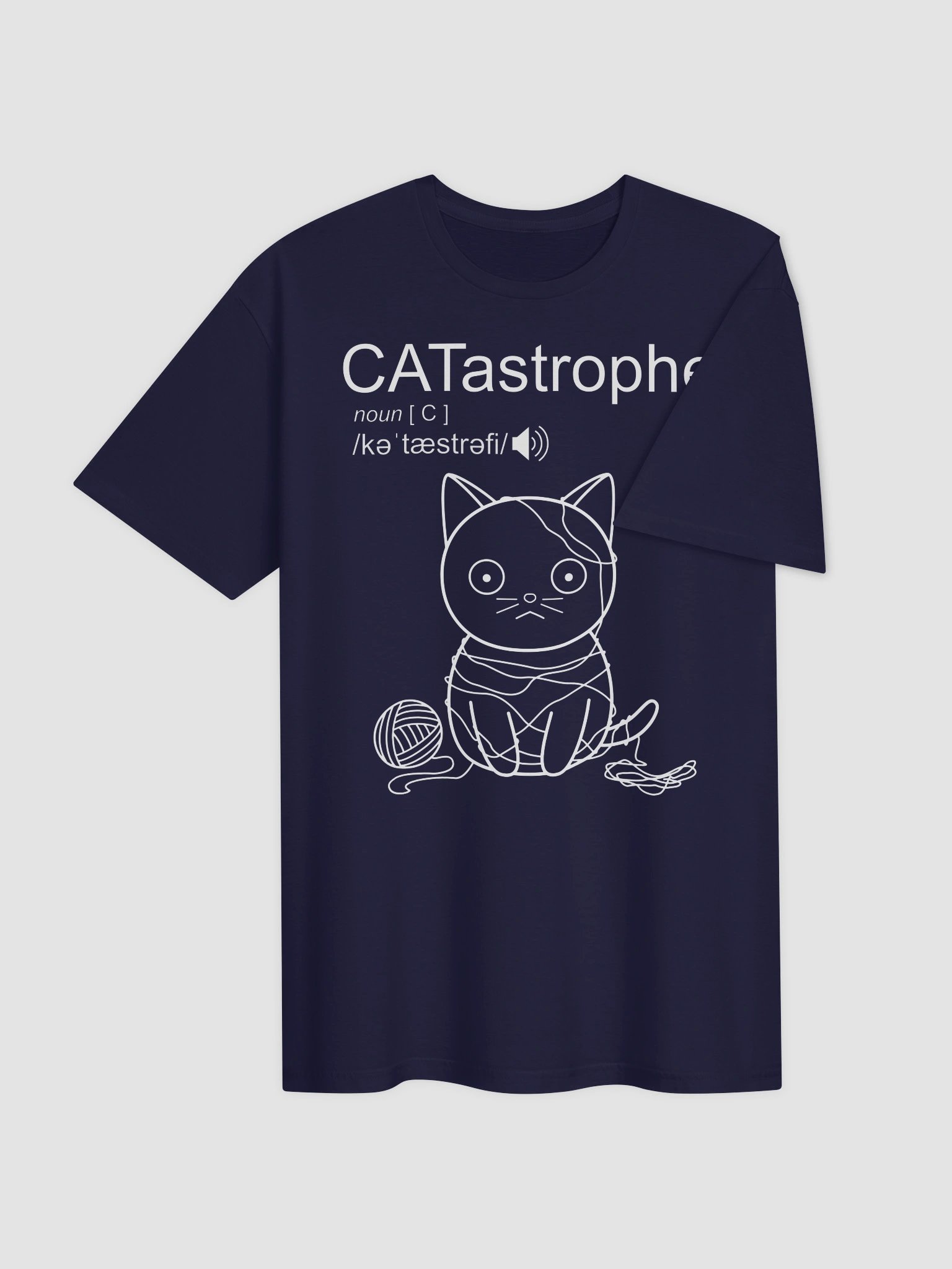 CATastrophe (Cat with Yarn - White Print) - Unisex Adult Super Soft Lightweight T-shirt product image (9)
