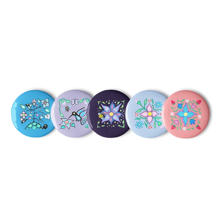 “woodland pixels” set of 5 buttons product image (1)