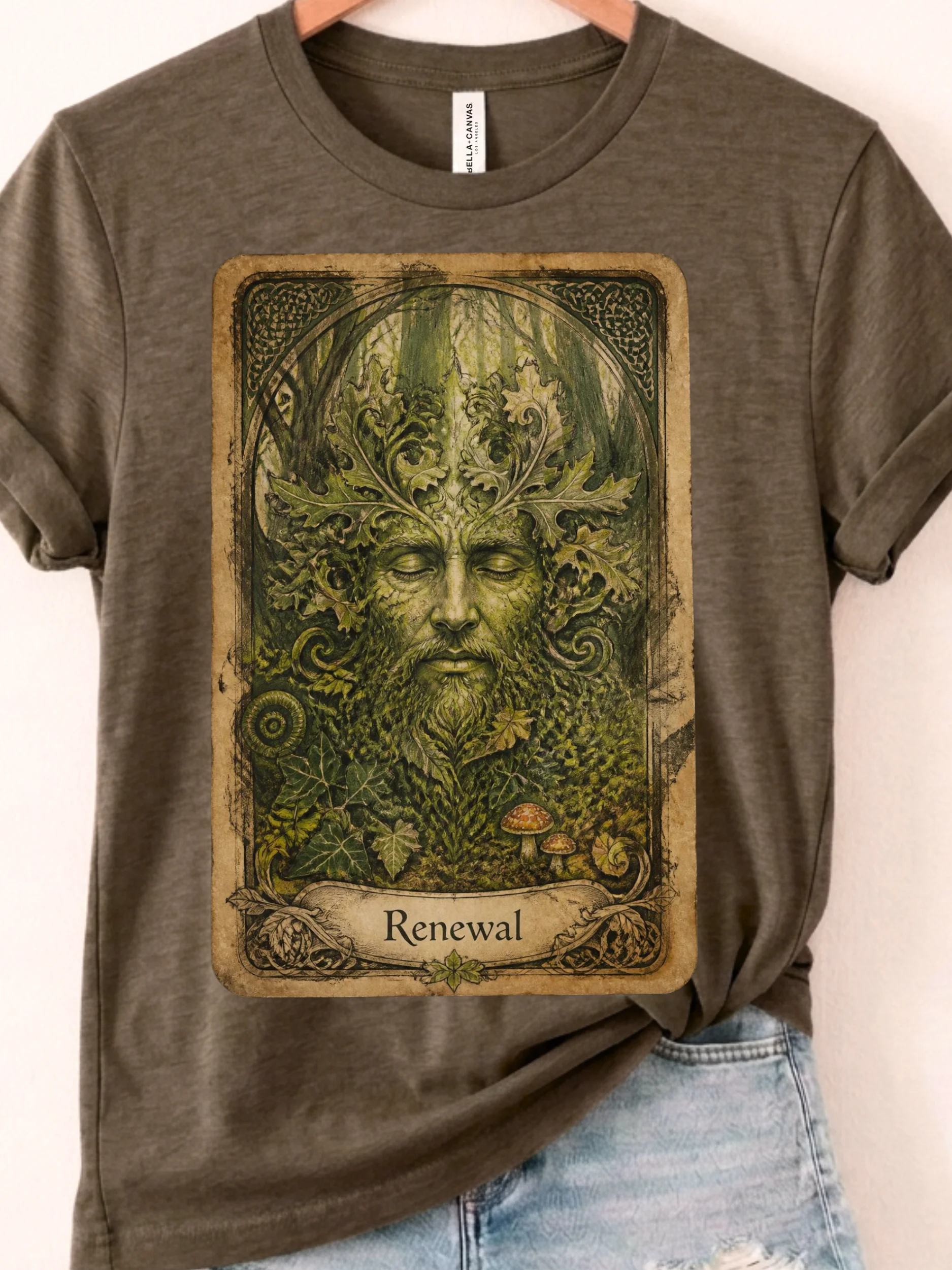 Green Man Tarot Inspired Shirt, Forest Spirit Renewal Graphic product image (1)