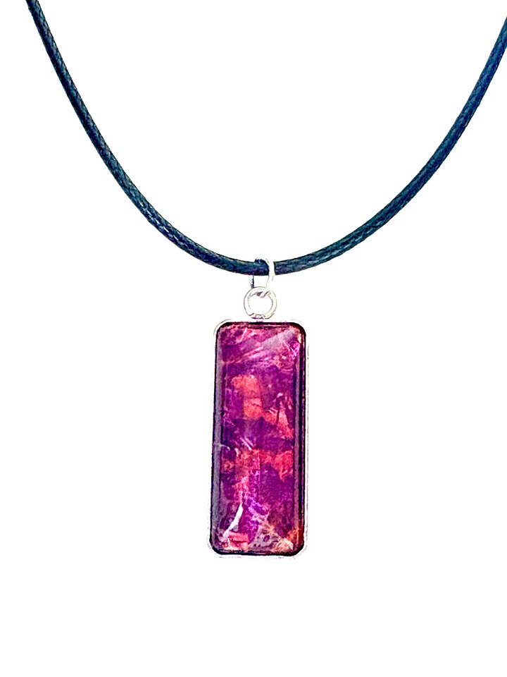 MFD-00159 | Electric Tide Pendant Necklace | Cranberry Bog Pink | Rectangle Cabochon | Monique Faella Designs™ product image (1)