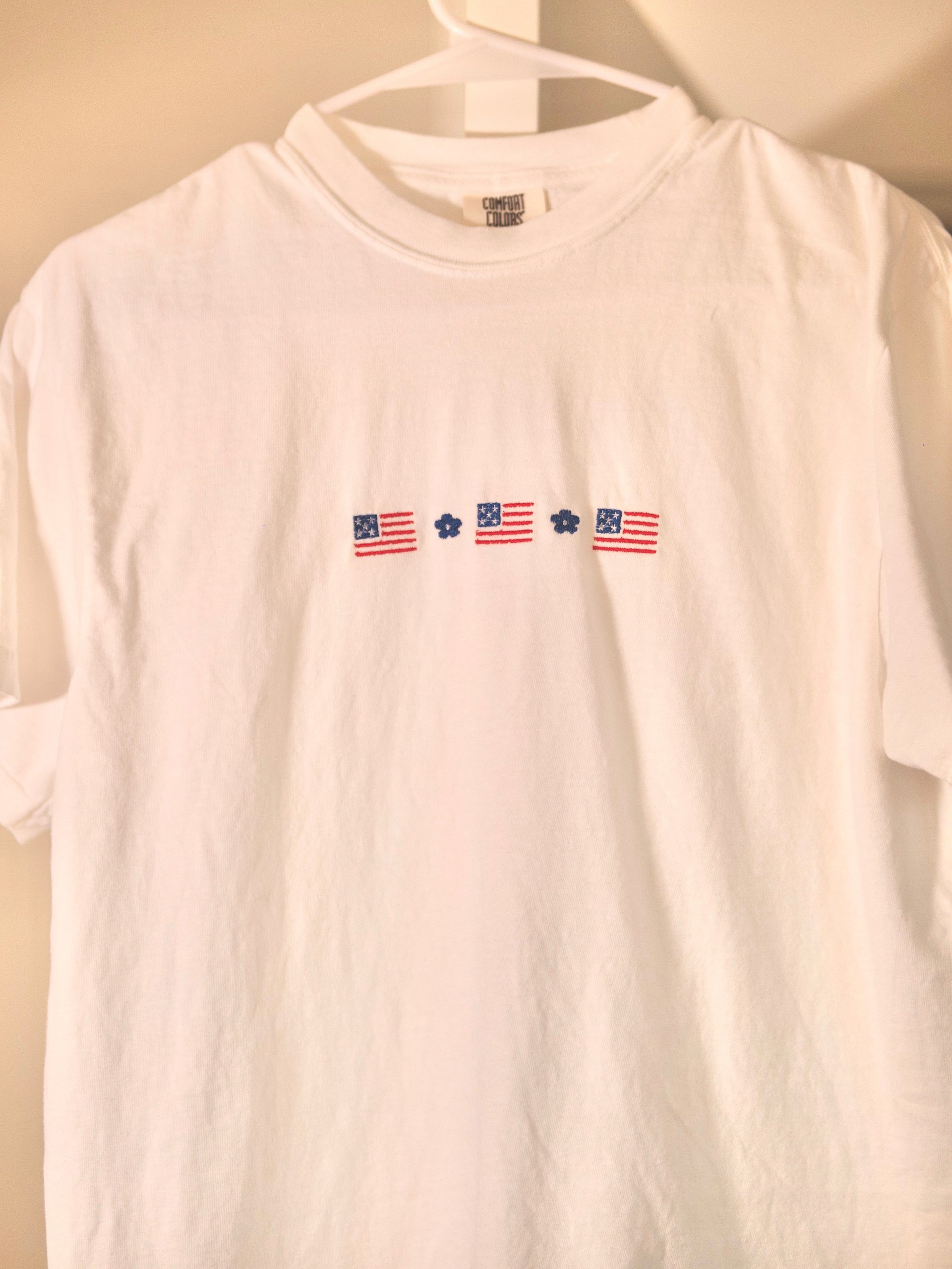 American Flag Flower Embroidered Tee product image (1)