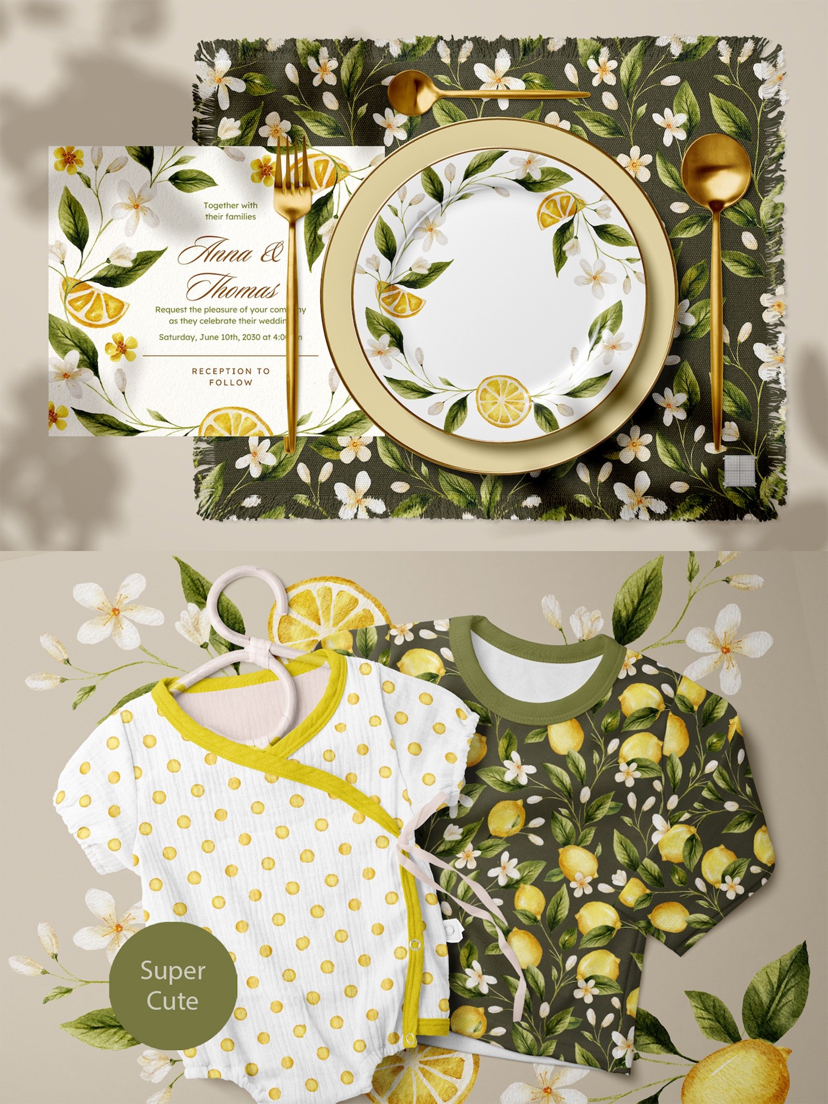 Lemon Watercolor Floral Bundle product image (3)