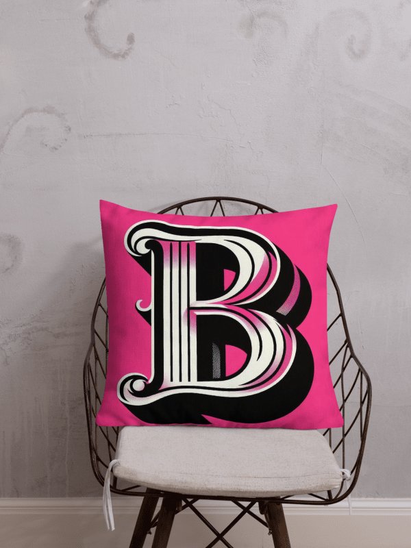 Bewitching 3D Monogram Pillow |AI Design initial B product image (1)