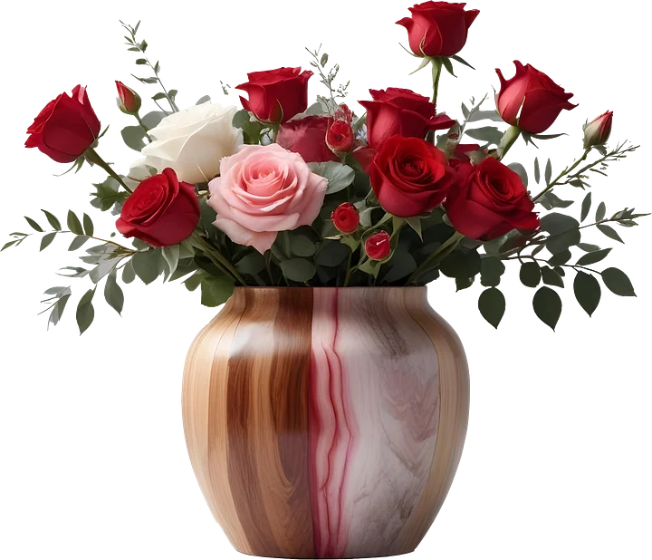 Timeless Wooden Vase with Roses - PNG product image (1)