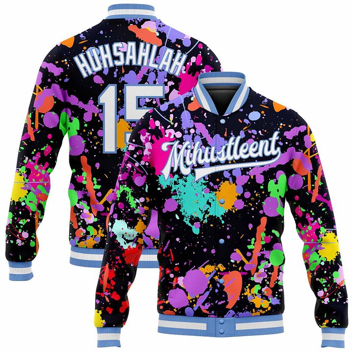 HUHSAHLAH Painted Drip Varsity Jacket product image (1)