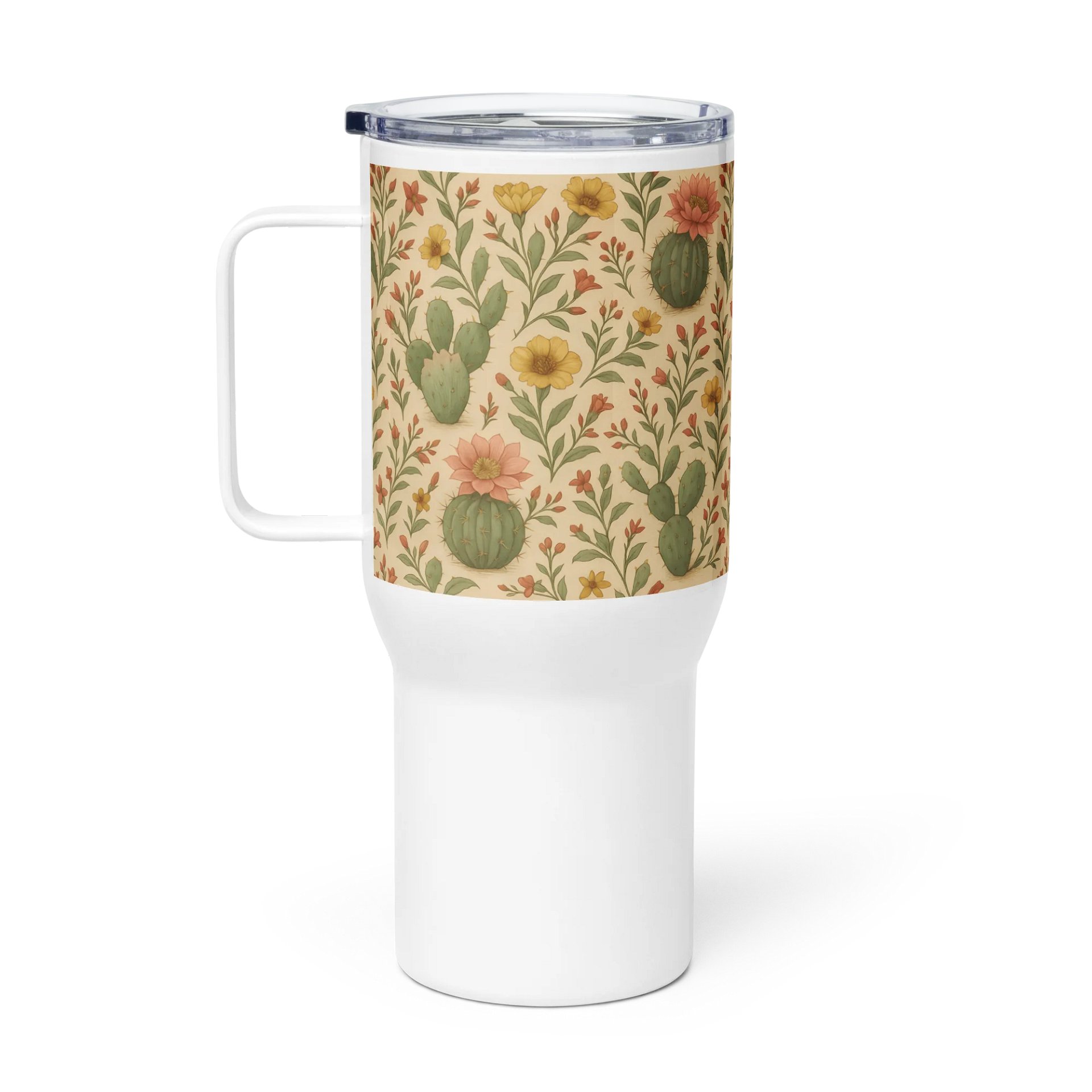Cactus and Succulent Travel Mug with Handle – 25oz or 40oz Stainless Steel Tumbler with Lid product image (1)