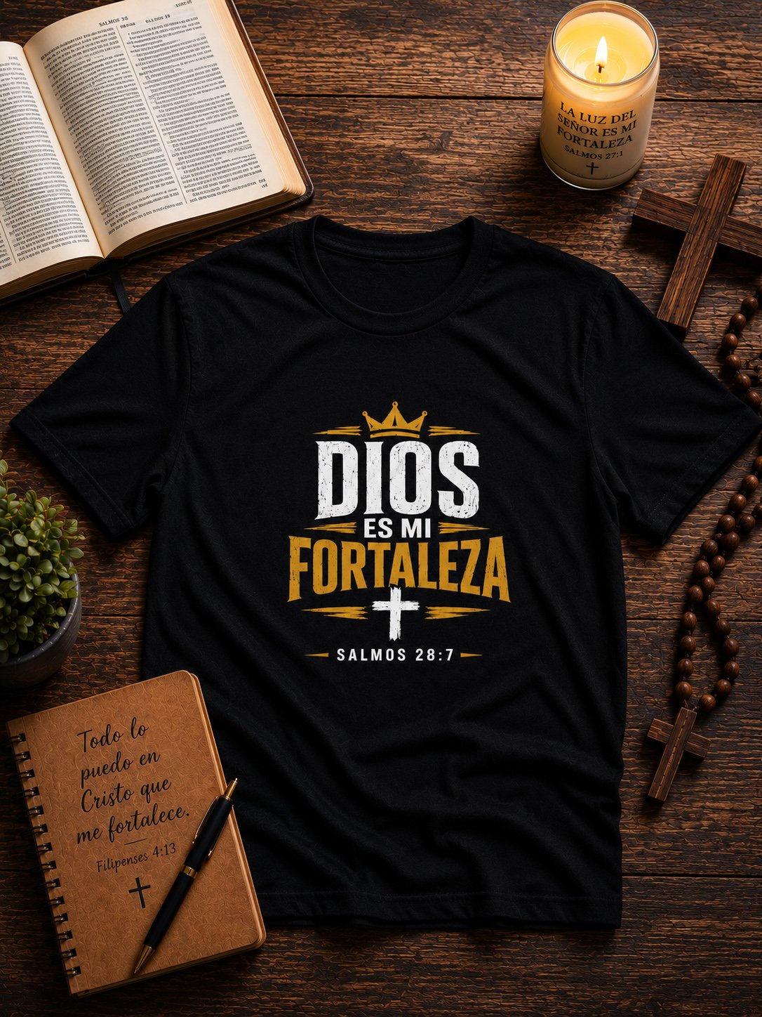 Dios Es Mi Fortaleza – Salmos 28:7 | Camiseta Cristiana Inspiradora para Hombre y Mujer product image (3)