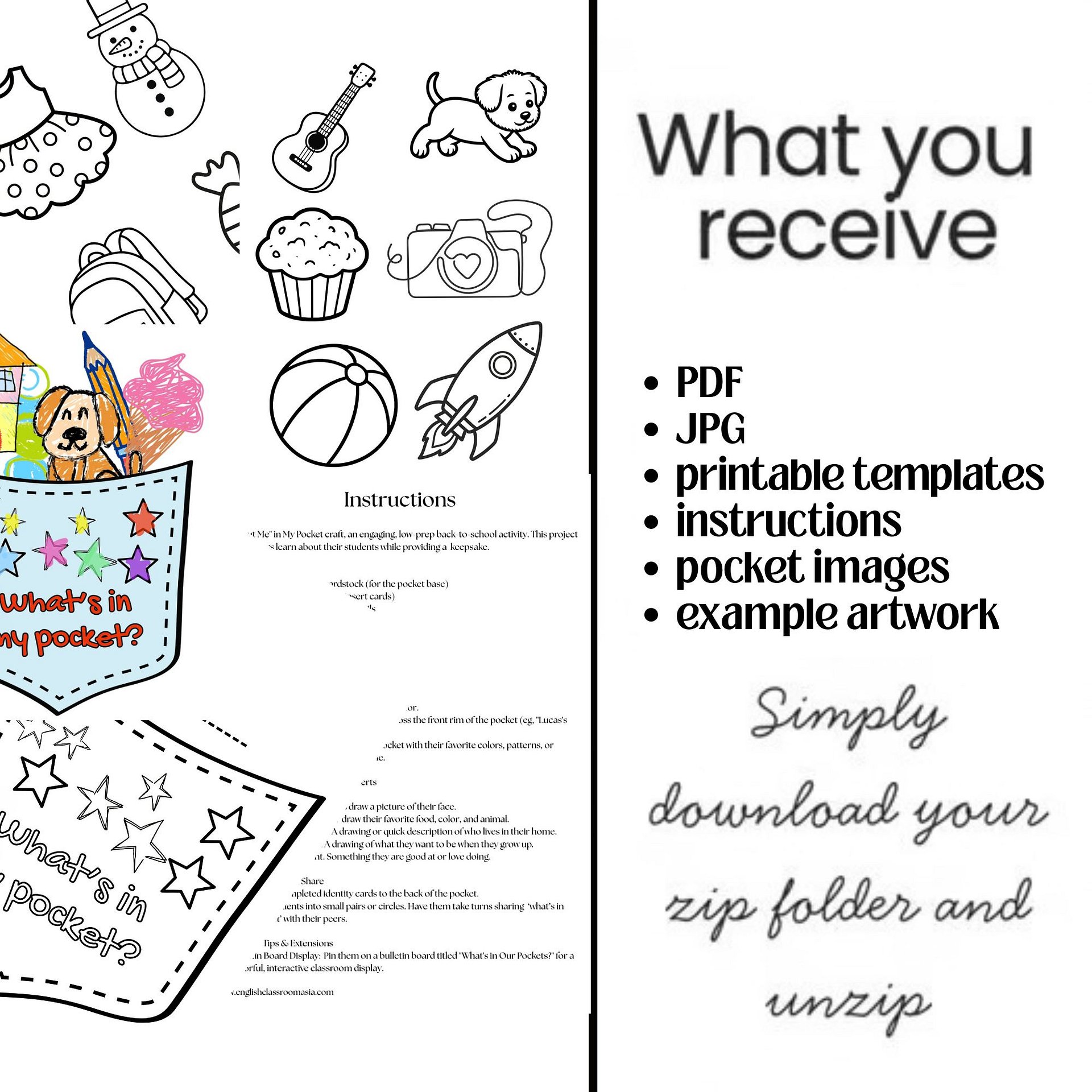 All About Me What's in my Pocket Printable Craft Back to School Activity PDF product image (3)