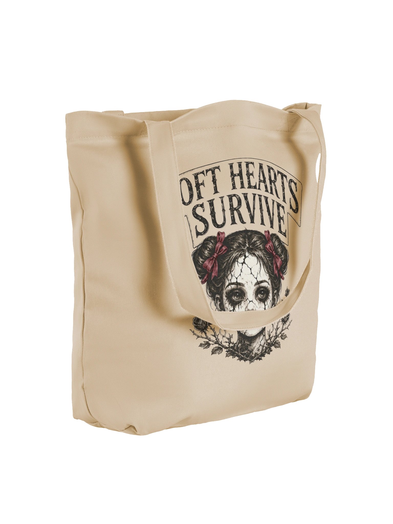 Soft Hearts Survive Tote Bag | Vintage Gothic Organic Cotton Carryall product image (3)