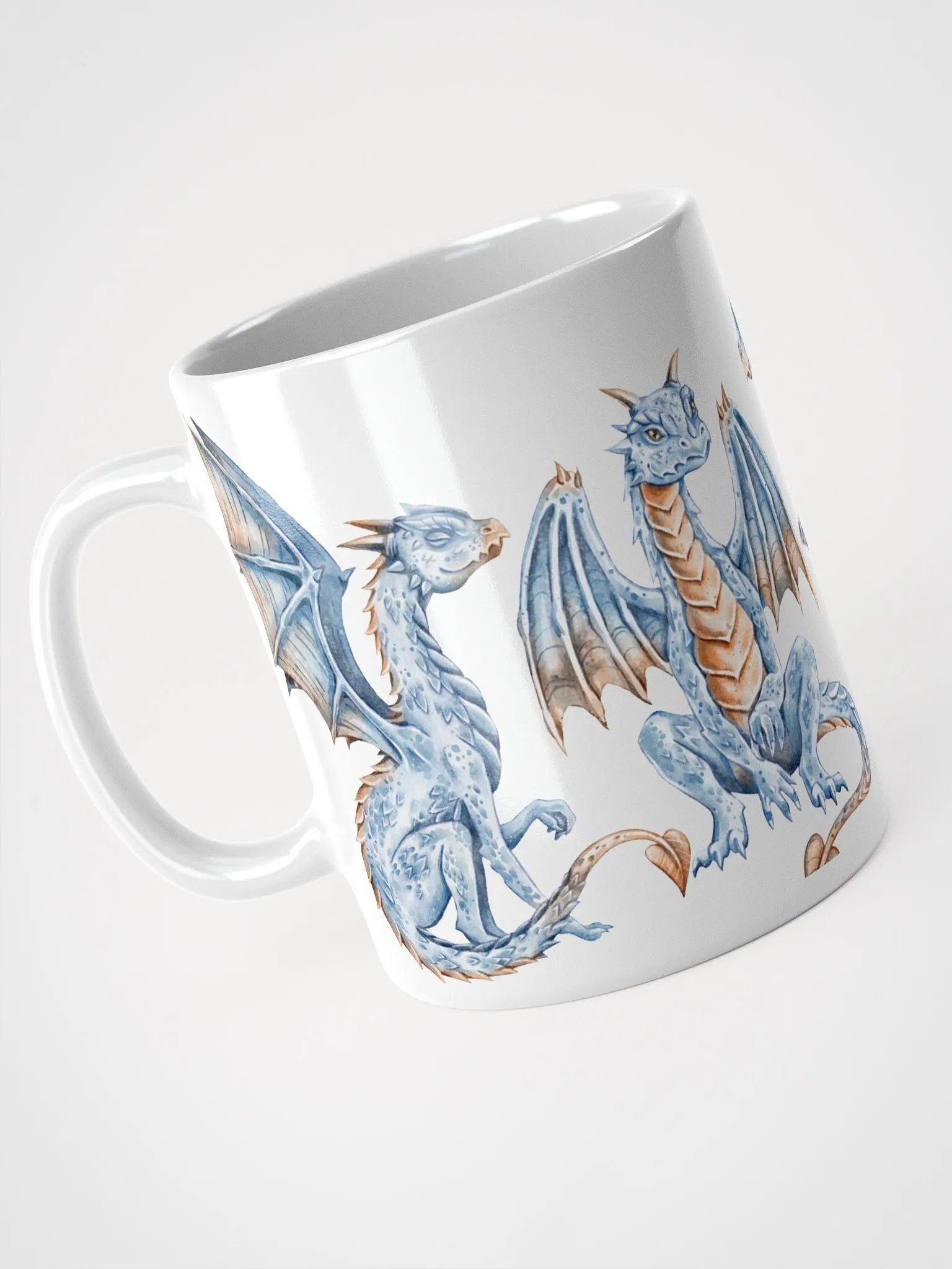 Blue Dragon Dreams Panoramic White Glossy Mug product image (3)