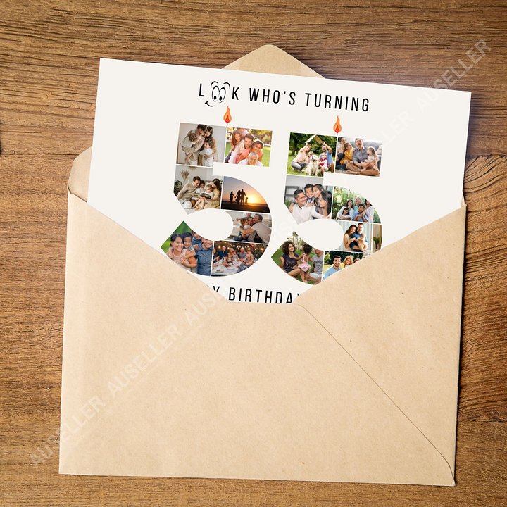 55th Birthday Number Photo Card Canva Template product image (2)