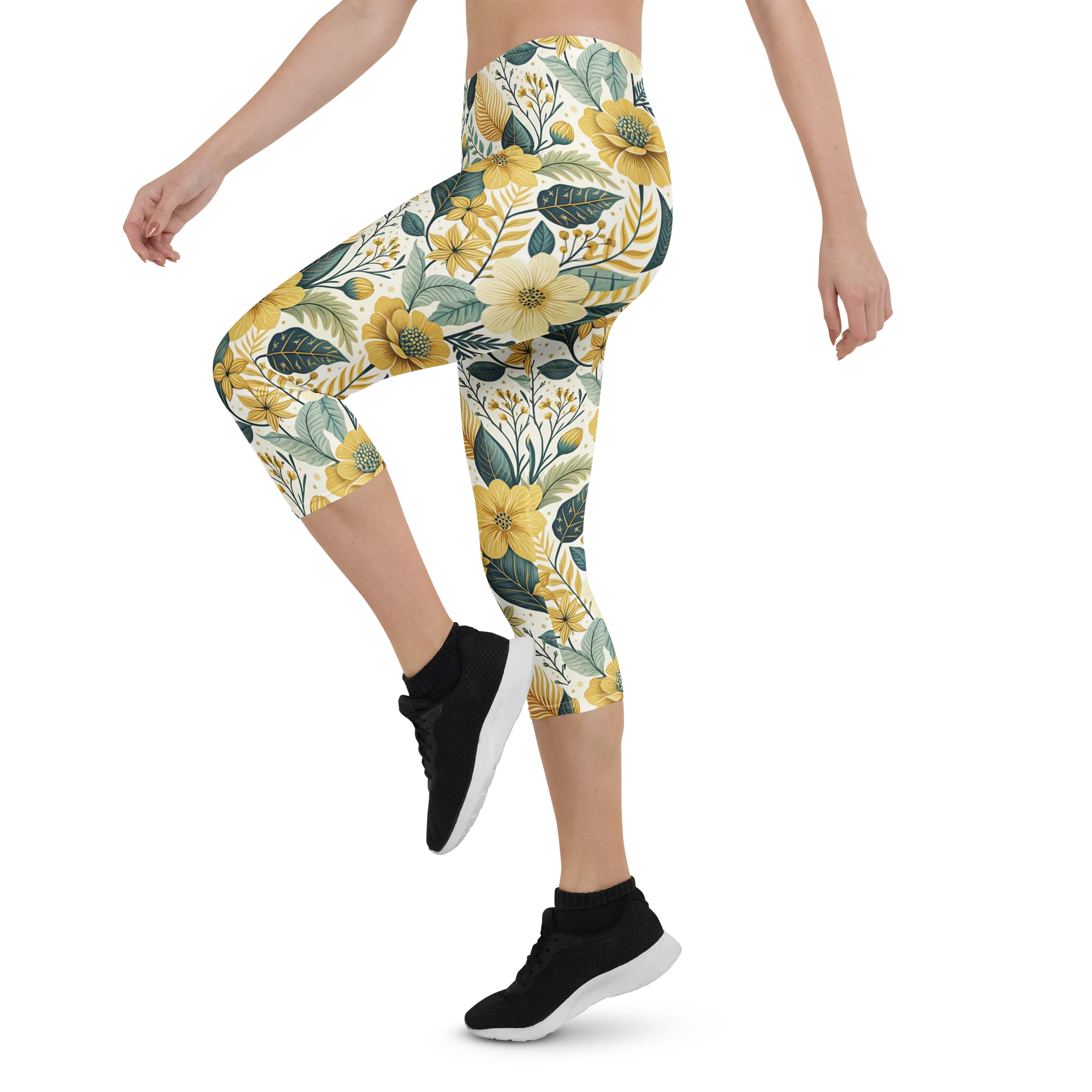 Golden Flower Capri Leggings product image (4)