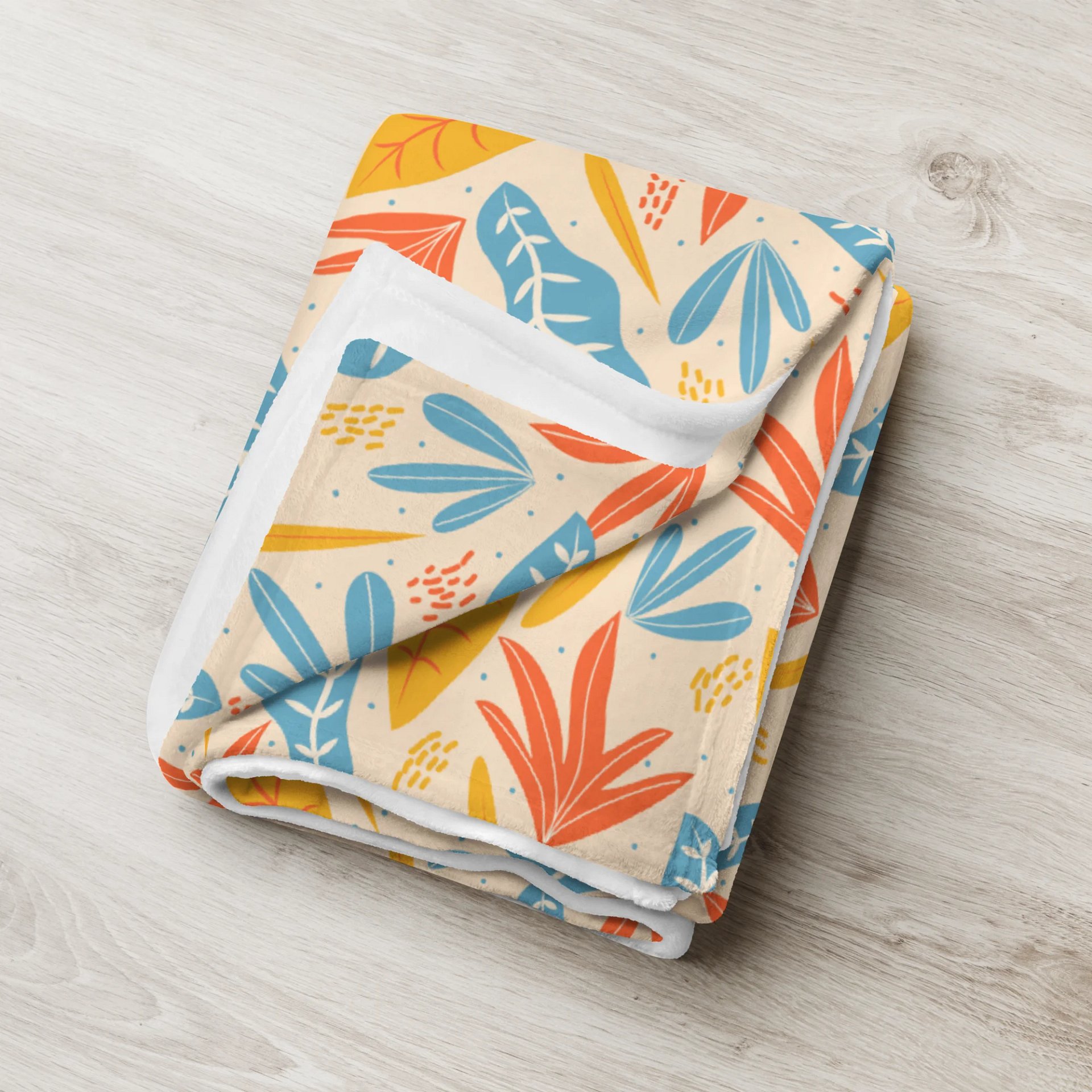 Cozy Throw Blanket Featuring a Colorful Leaf Pattern product image (3)