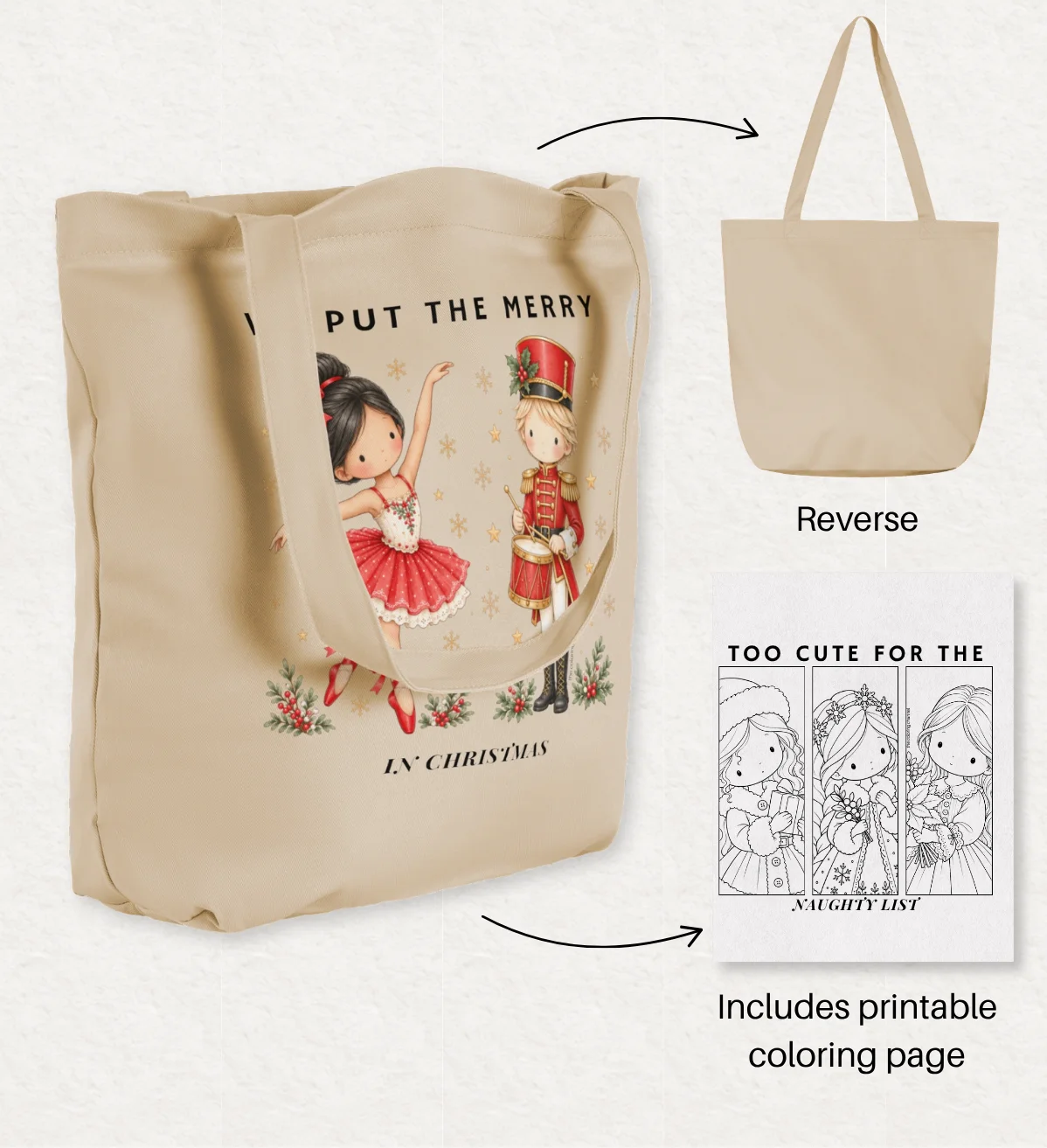 Organic Cotton Tote Bag - Merry In Christmas product image (3)