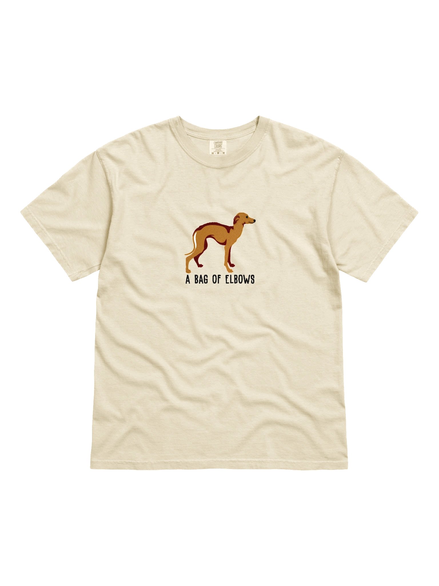 A Bag of Elbows T-Shirt(Embroidered) of an Italian Greyhound(Tan) product image (4)