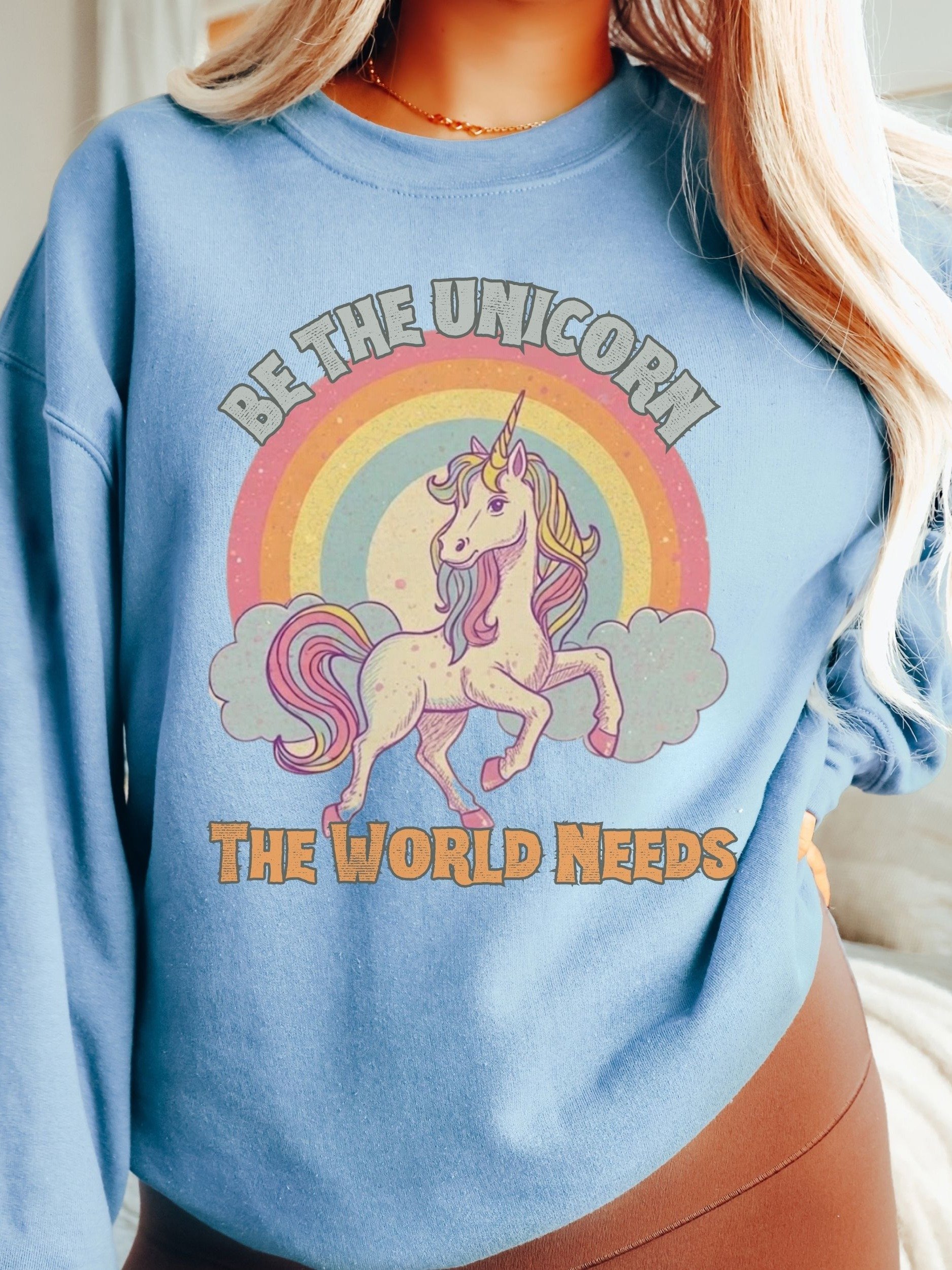 Be the Unicorn Crewneck, 80s Inspired Nostalgia Sweatshirt product image (2)