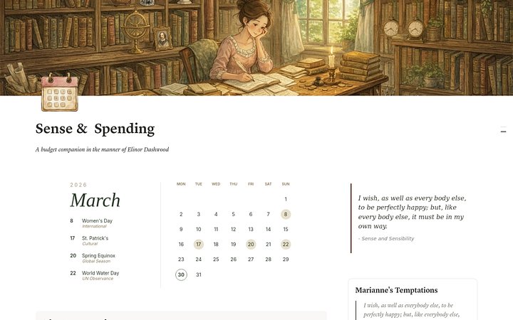 [Notion] Sense & Spending: Budget like Elinor Dashwood product image (1)