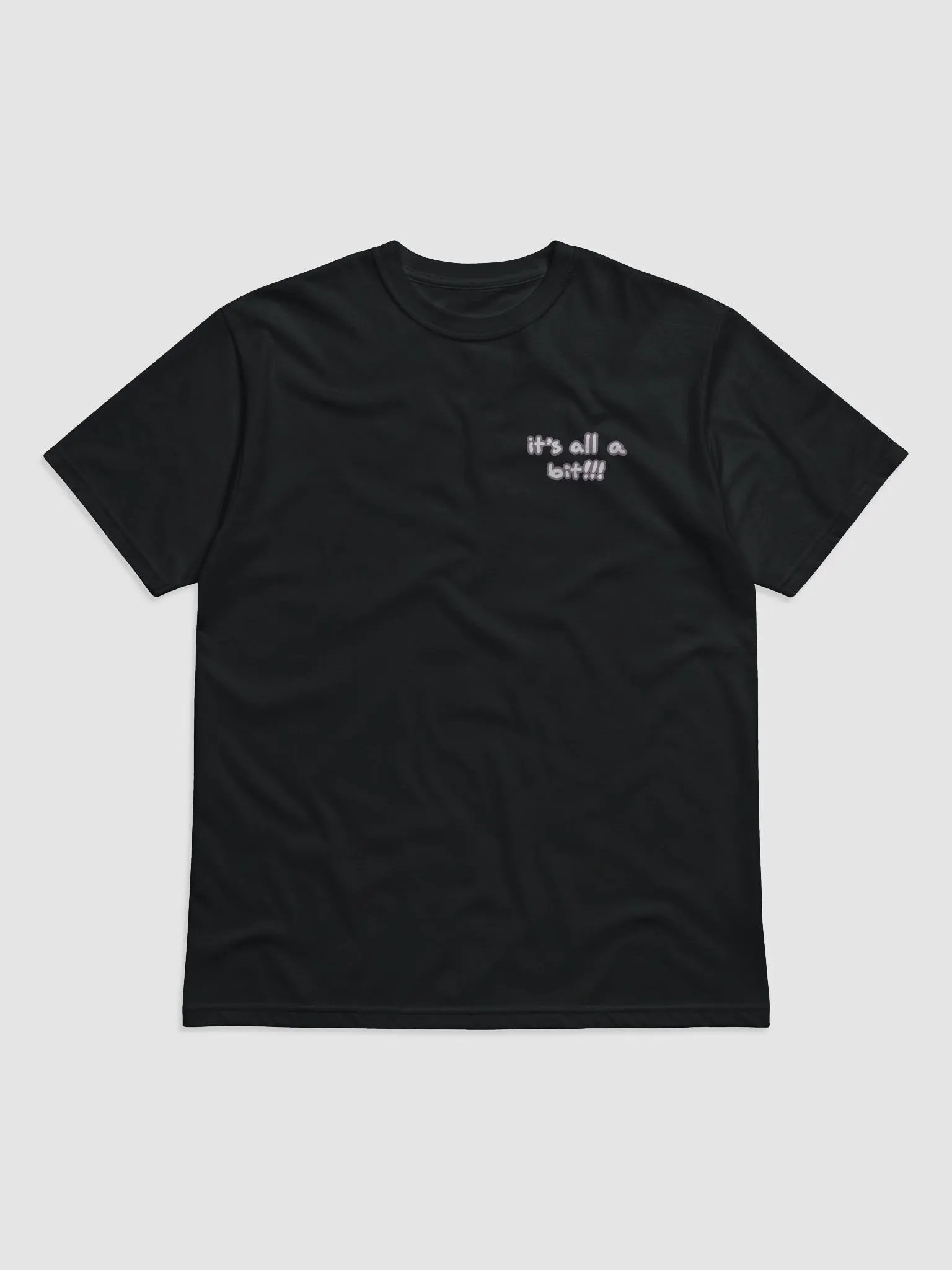 “It’s all a bit!!!” (sm. lined design, #8D778F) unisex eco tee product image (2)