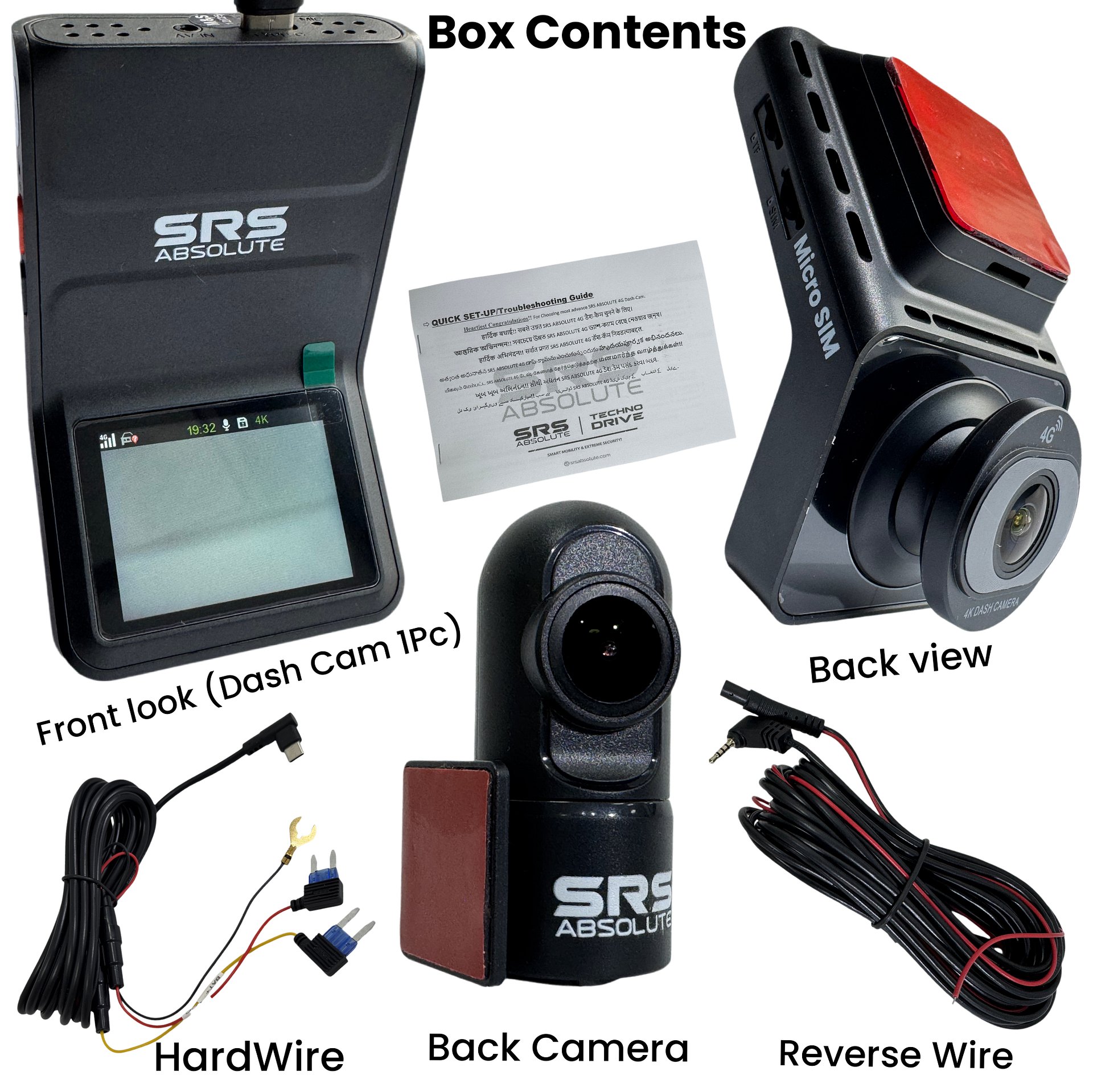 SRS ABSOLUTE 4K+4G Dual Dash Cam Front Rear Record GPS+Live Video ADAS BSD Park Monitor Timelapse WiFi Hotspot Reverse Parking Remote Playback Voice Call MicroSD SIM Support product image (7)