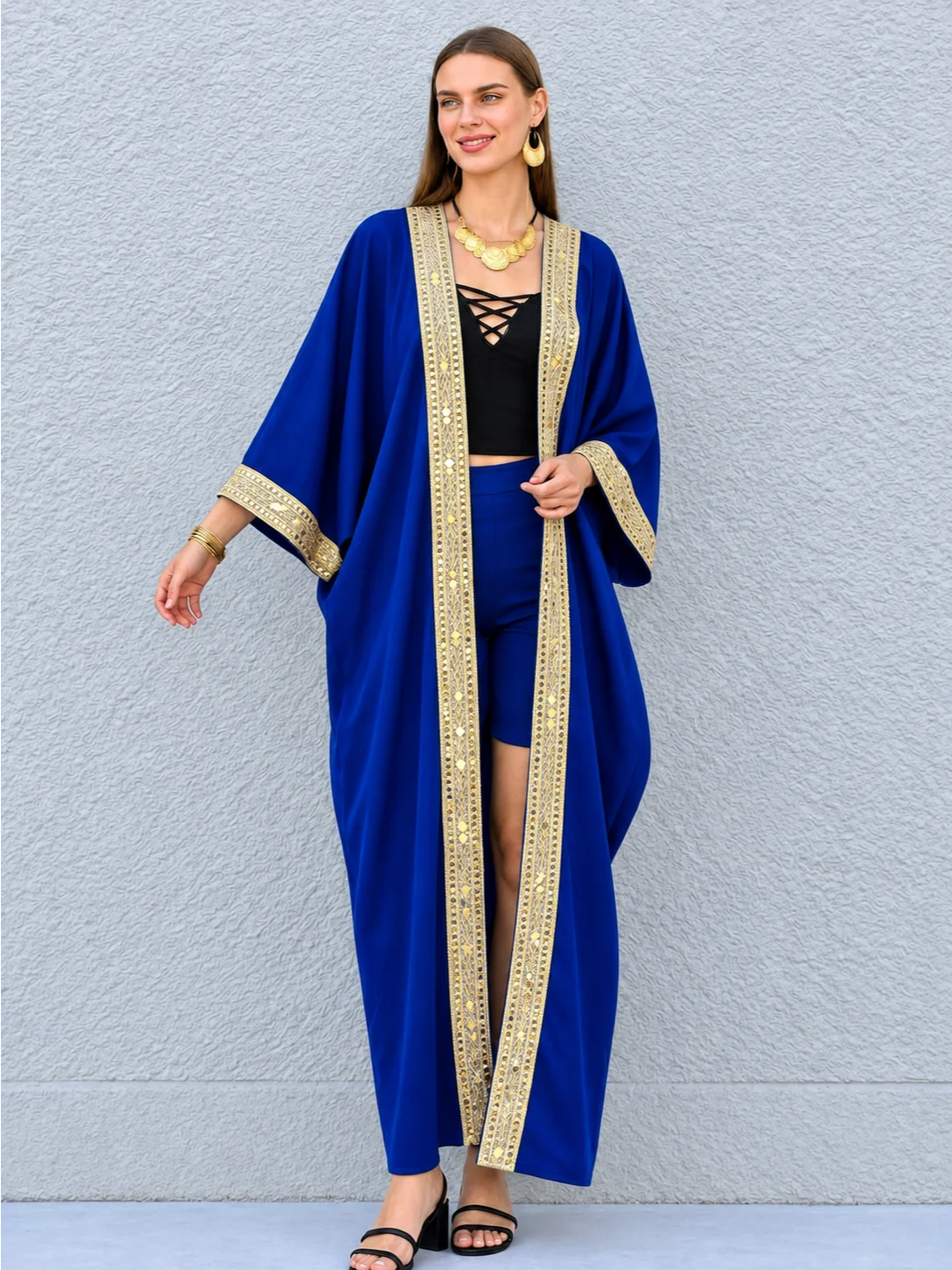 Copy of Egyptian Cotton-Linen Embroidered Boho Kimono Duster product image (1)